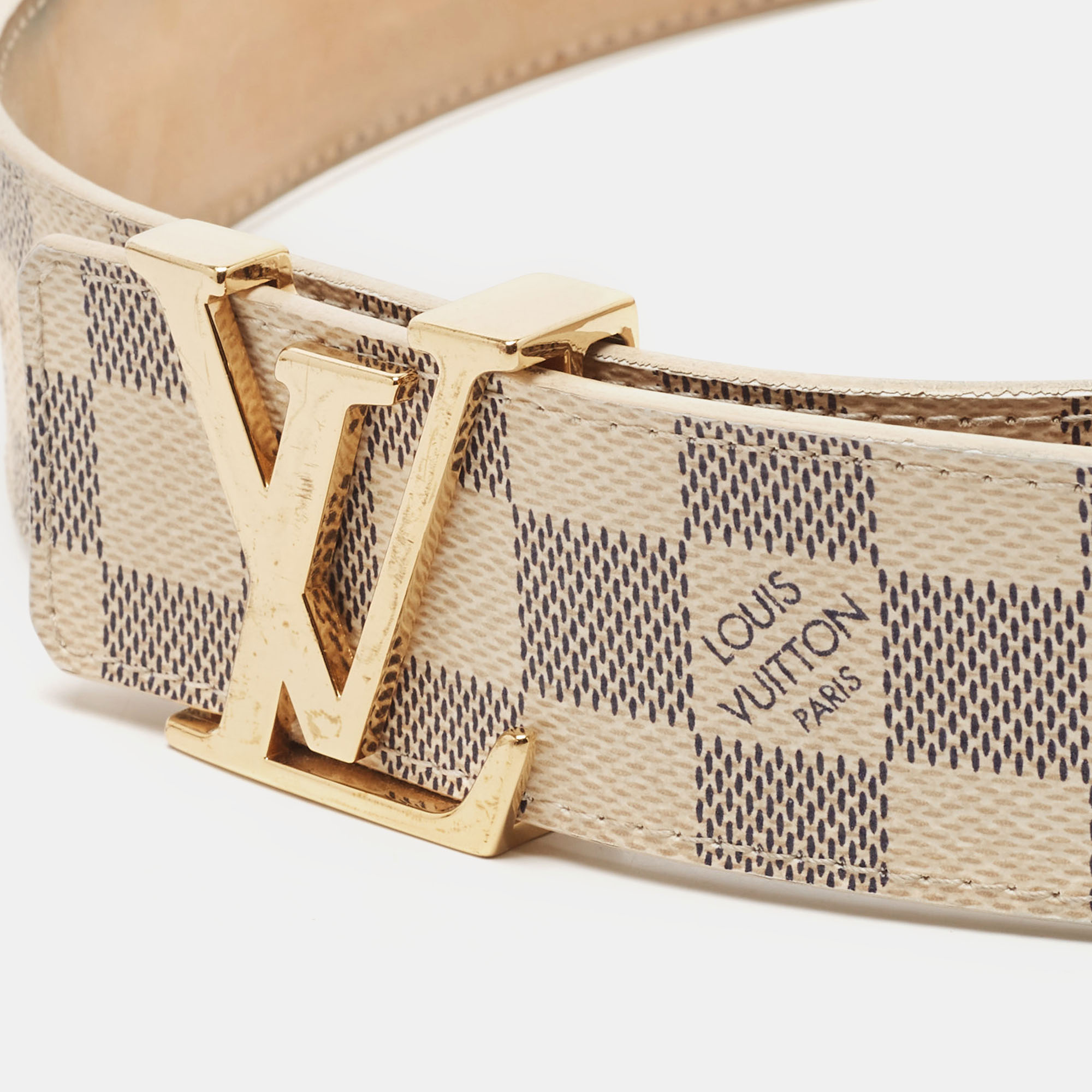 

Louis Vuitton Damier Azur Canvas LV Initiales Belt, White