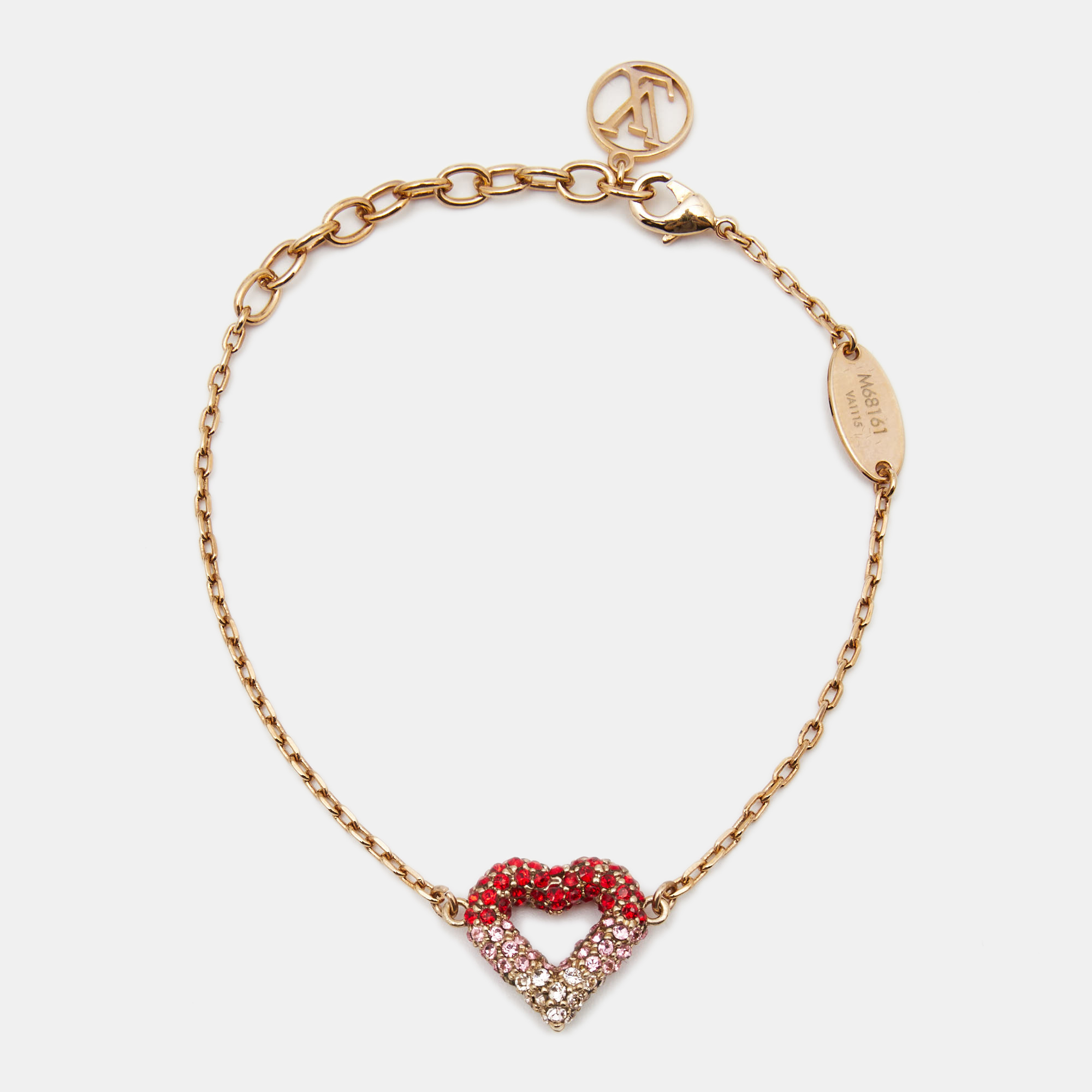 Louis Vuitton Gold Tone Crystal Embedded Charm Bracelet Louis Vuitton