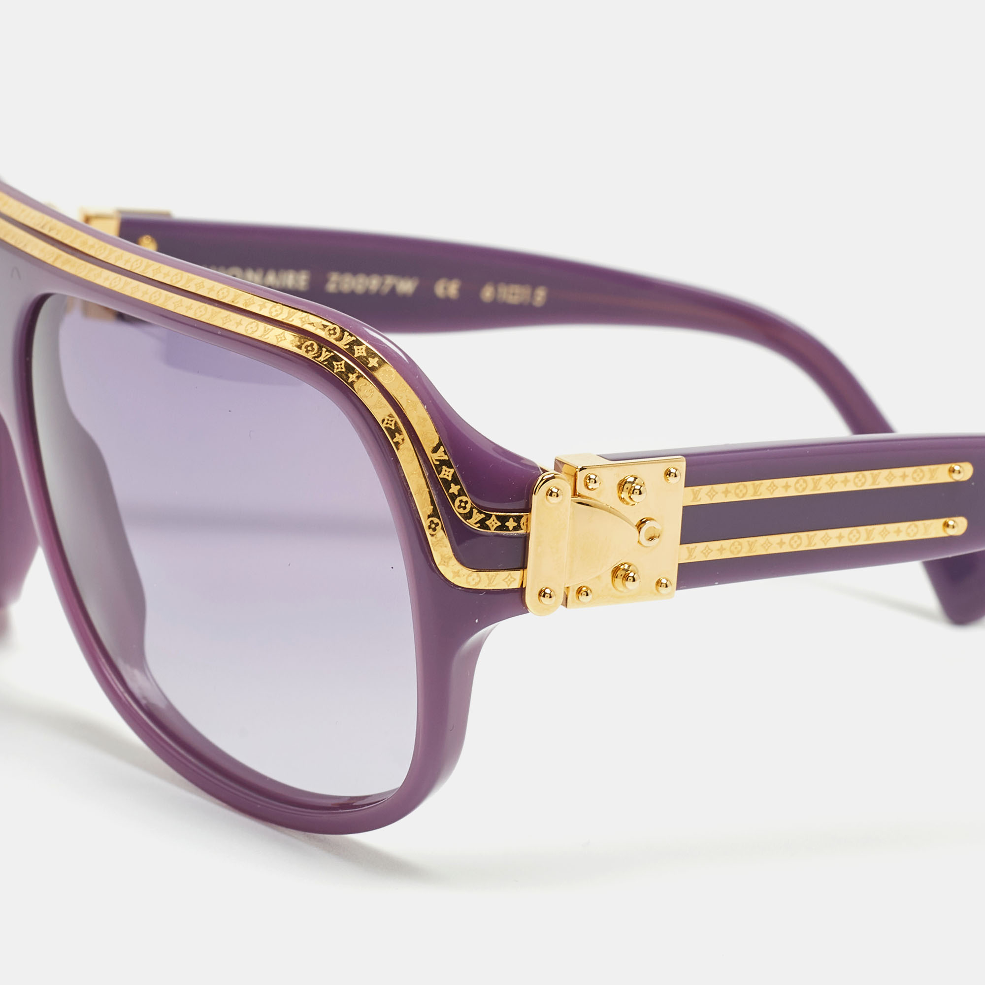 

Louis Vuitton Purple Z0097W Gold Plated Millionaire Square Sunglasses