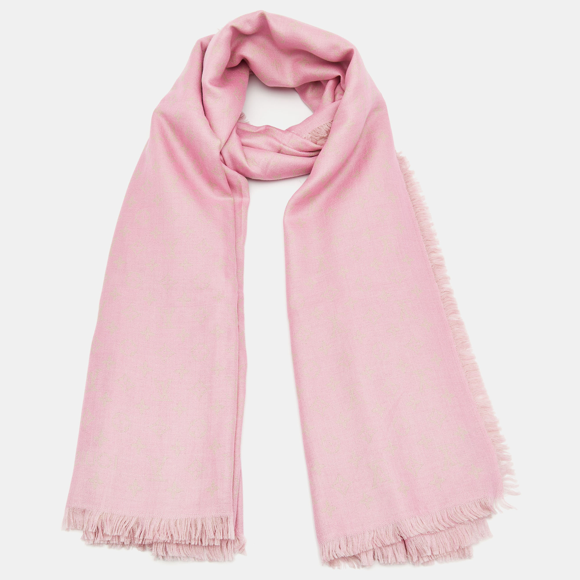 

Louis Vuitton Pink Monogram Wool & Silk Shawl