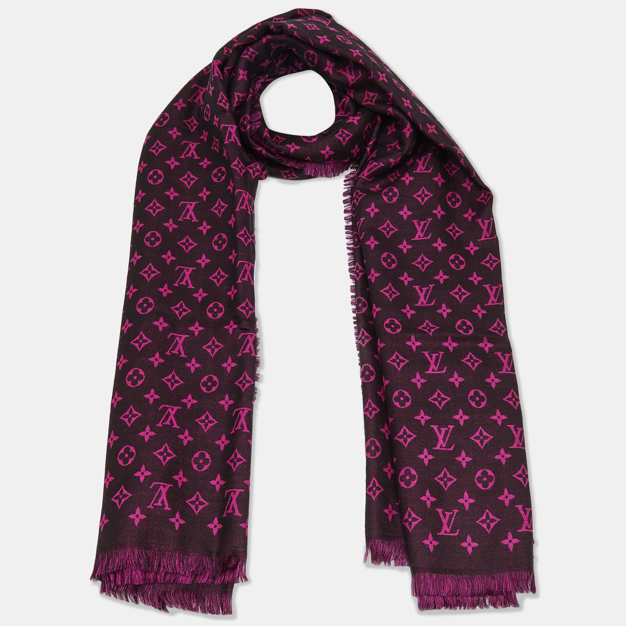 

Louis Vuitton Black & Pink So Monogram Wool & Silk Scarf