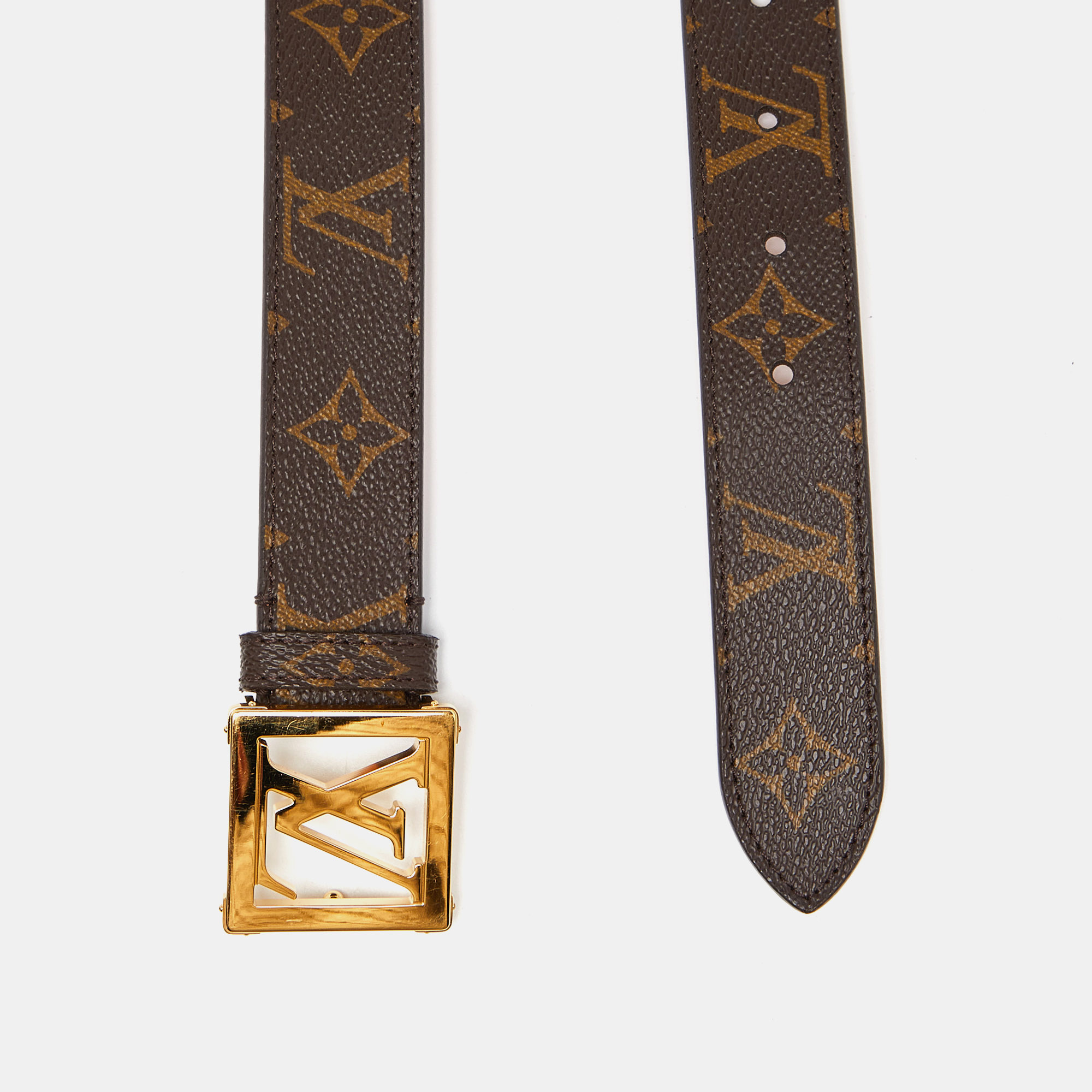 

Louis Vuitton Monogram Canvas LV Frame Belt, Brown