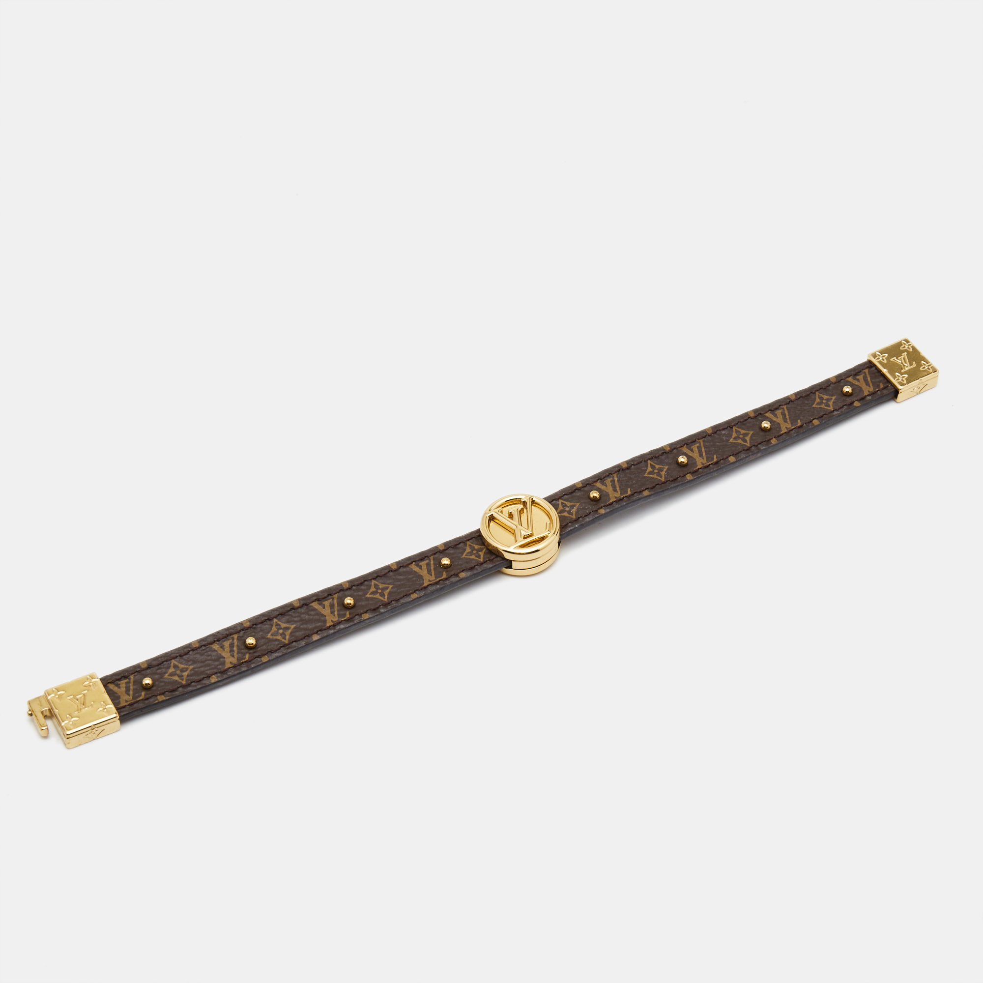 

Louis Vuitton LV Monogram Circle Gold Tone Reversible Bracelet