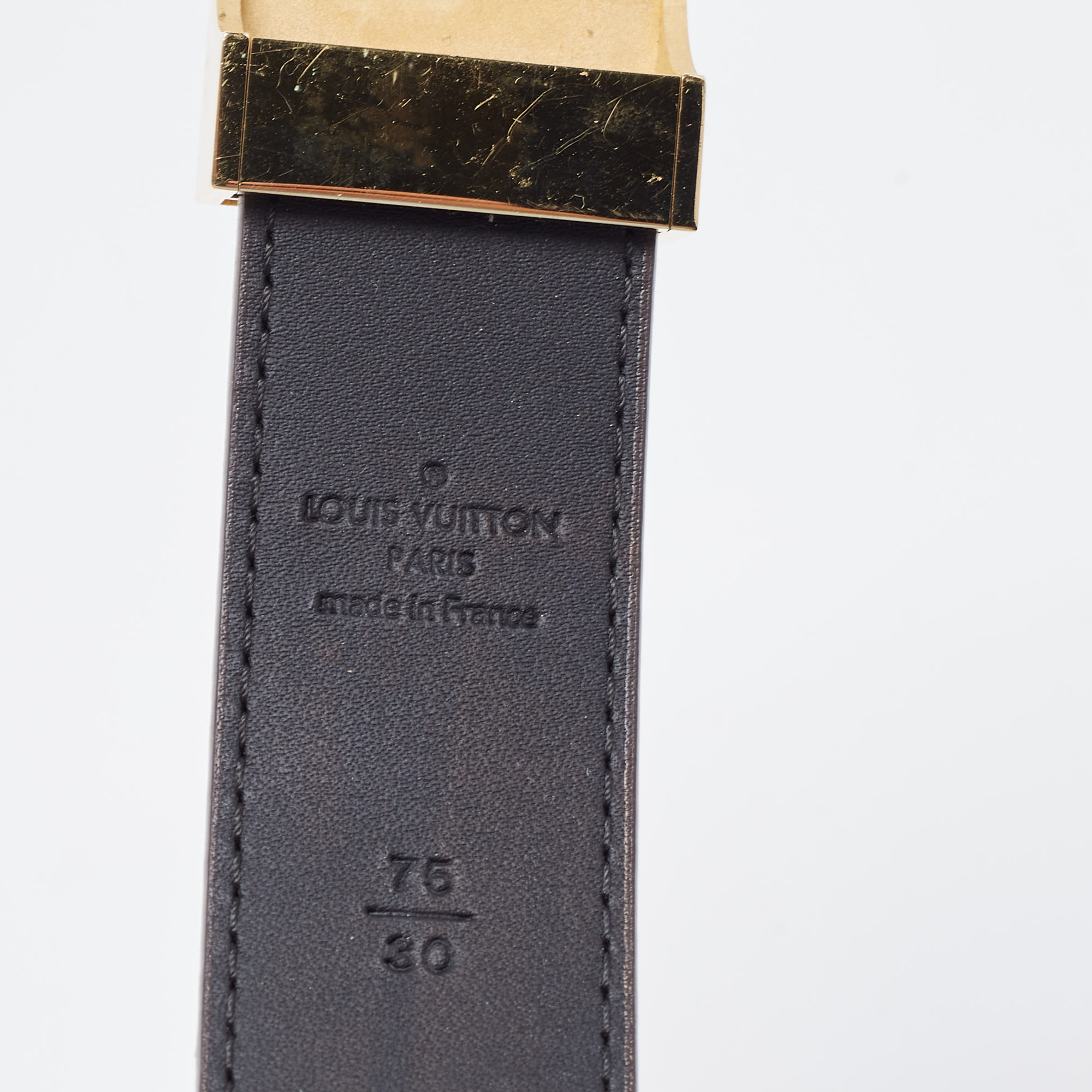 Louis Vuitton Damier Ebene LV Paris Buckle Belt 75cm