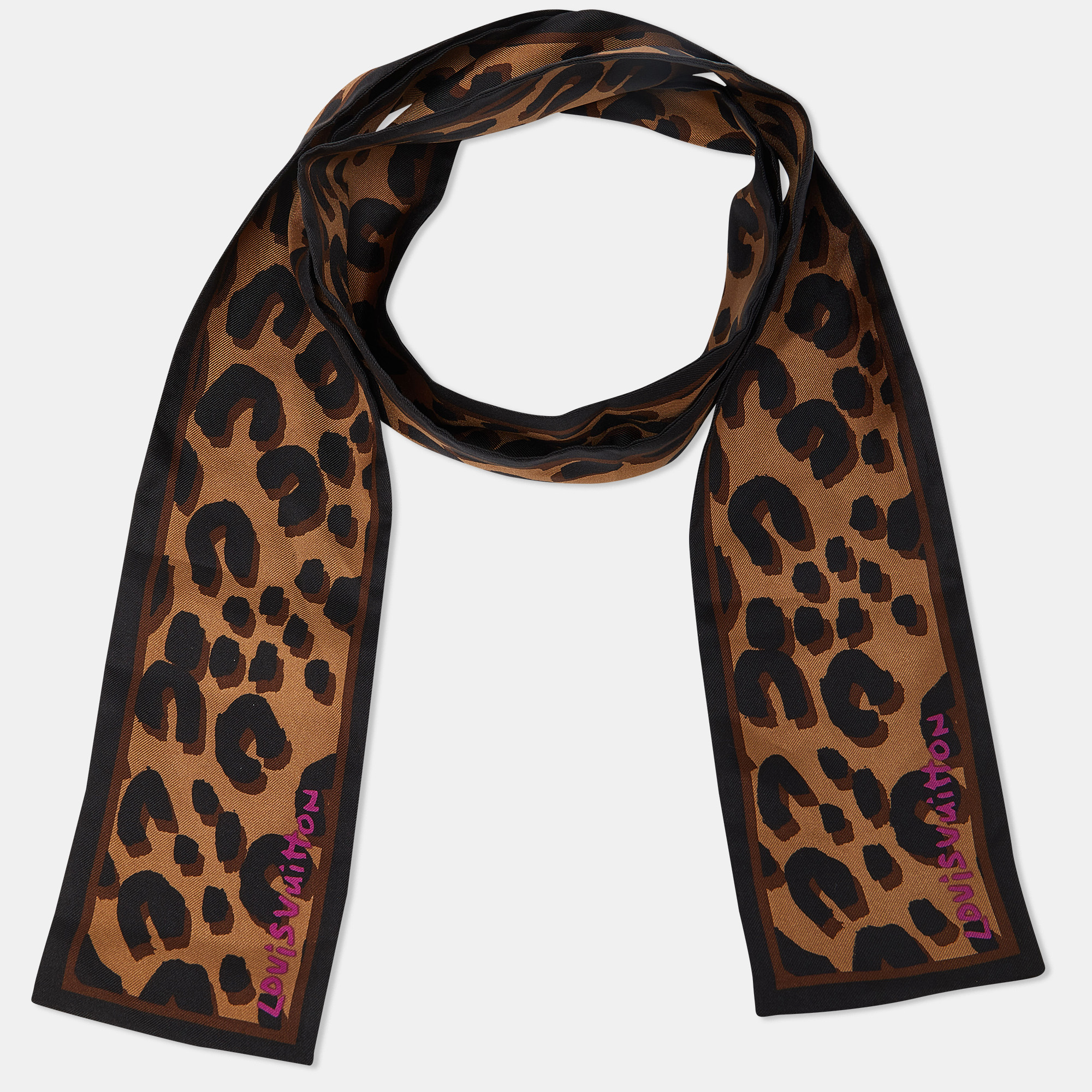 

Louis Vuitton Brown Leopard Printed Silk Bandeau