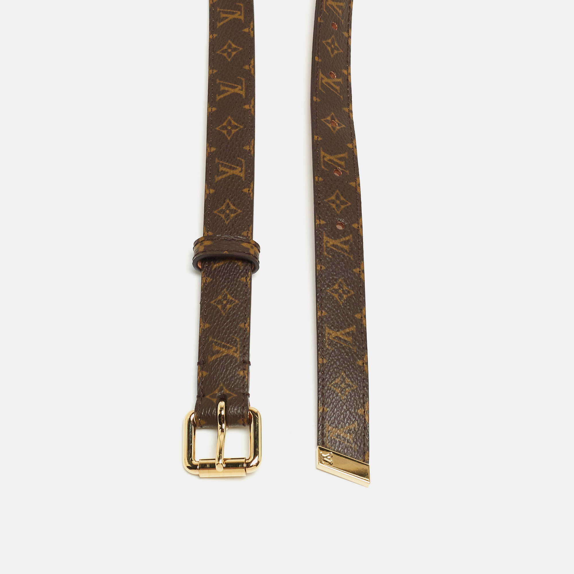 

Louis Vuitton Brown Monogram Canvas Skinny Belt