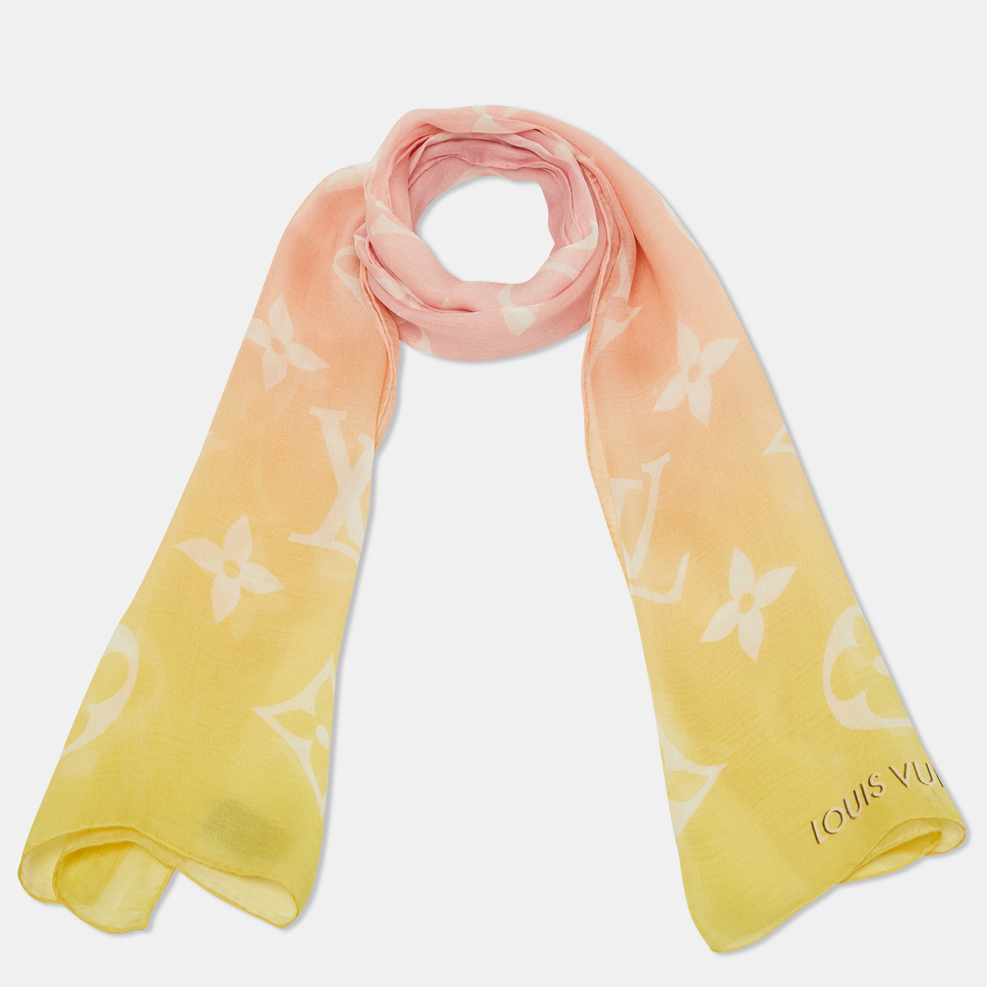 

Louis Vuitton Multicolor Ombre Logo Printed Silk Scarf