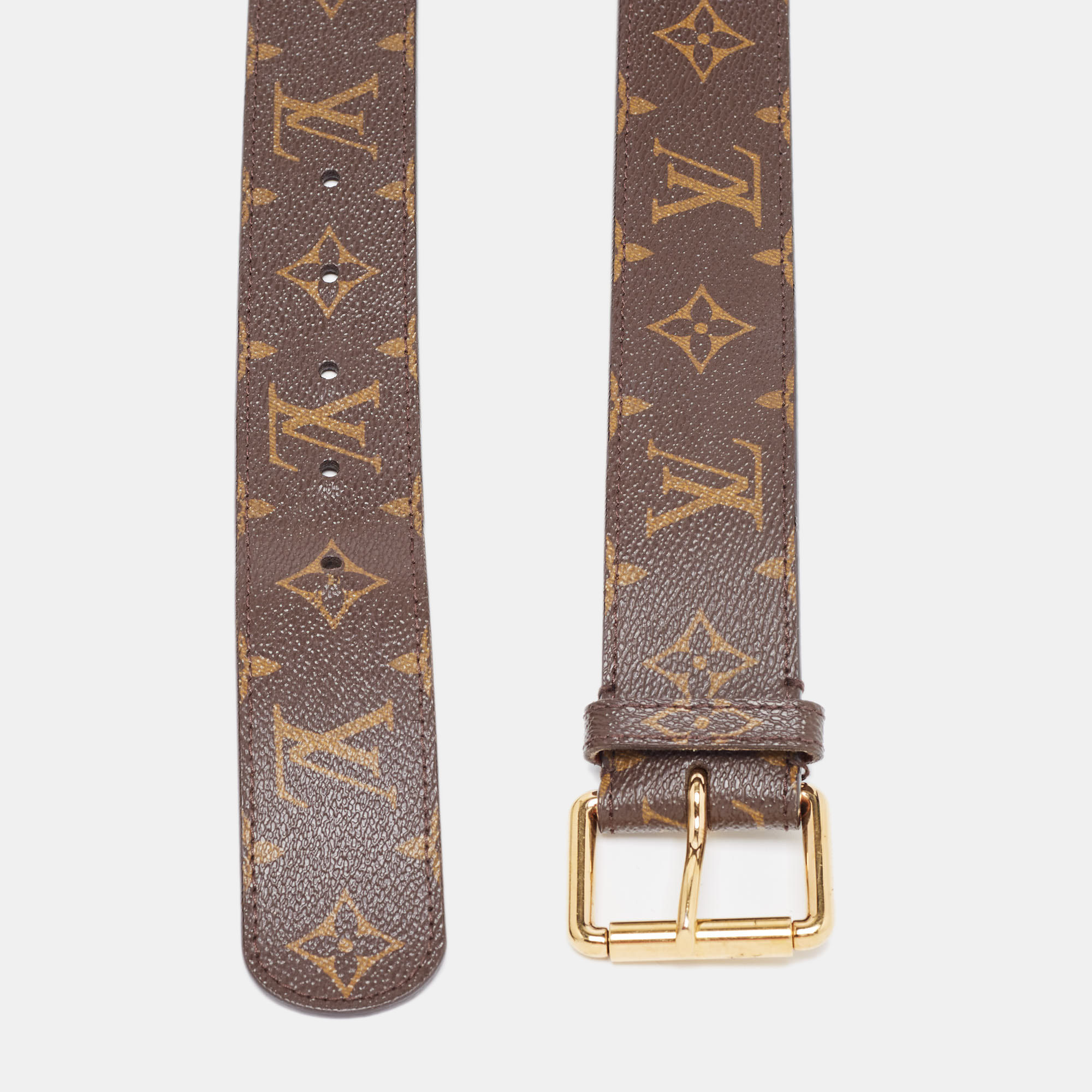 

Louis Vuitton Monogram Canvas Buckle Belt, Brown