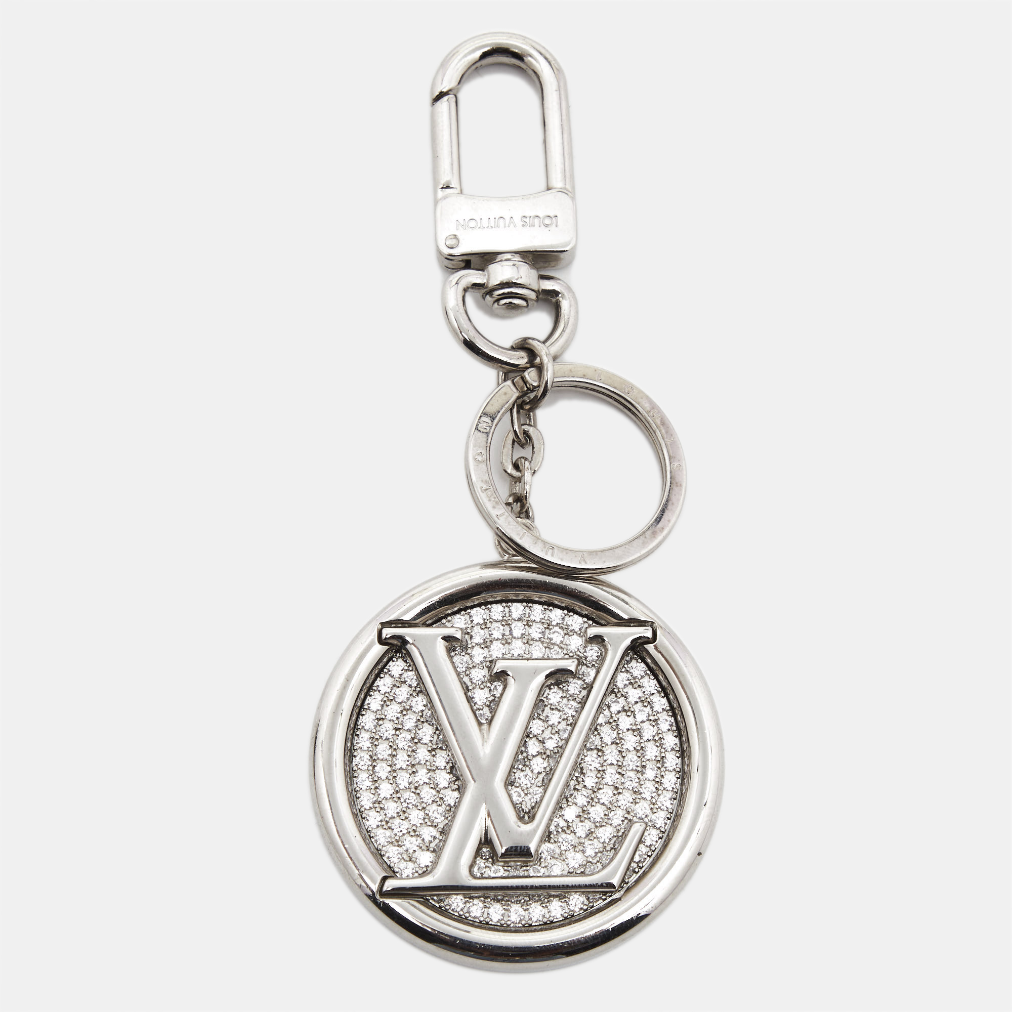 Pre Owned Louis Vuitton Crystals Silver Tone Key Chain