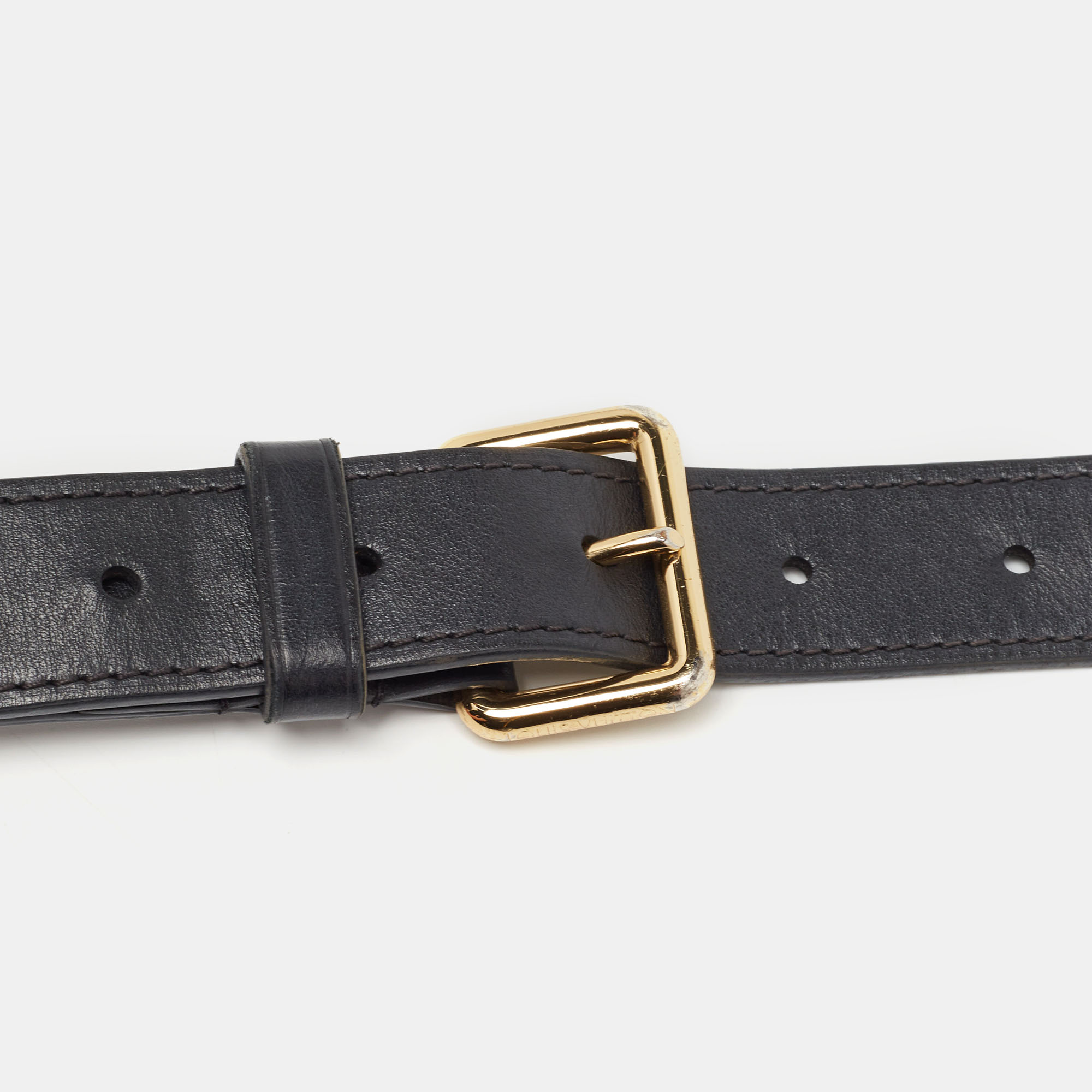 

Louis Vuitton Black Leather Bag Shoulder Strap