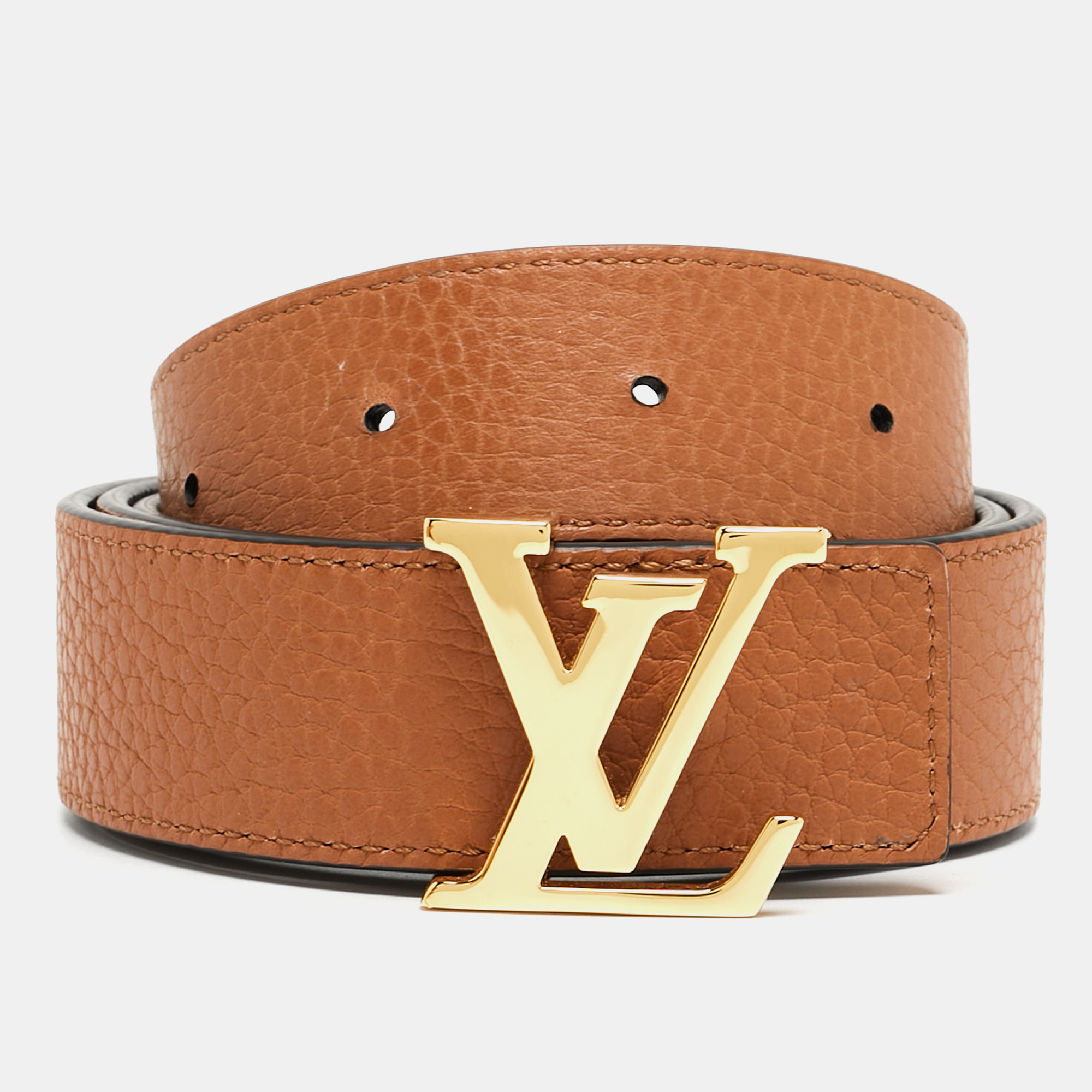 

Louis Vuitton Black/Brown Leather LV Initials Reversible Belt