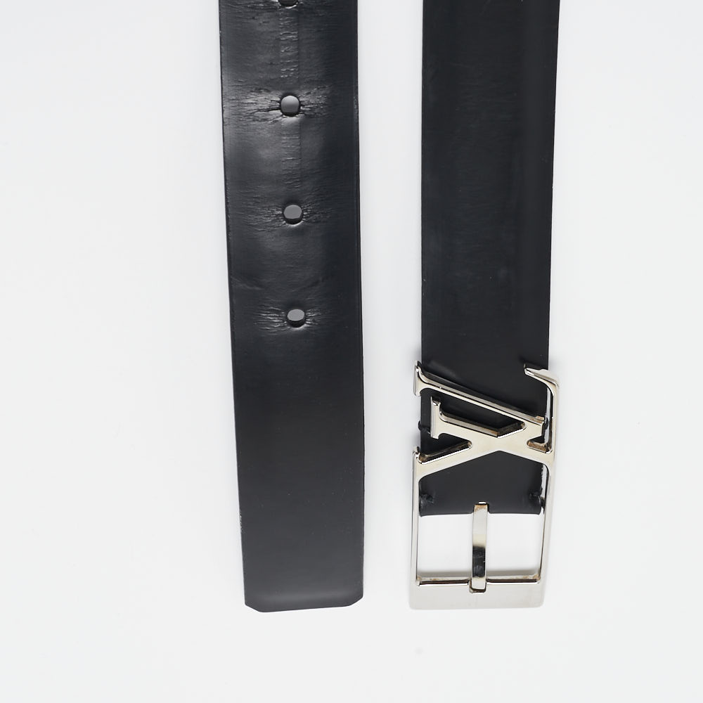 

Louis Vuitton Black Leather Anagramme Buckle Belt