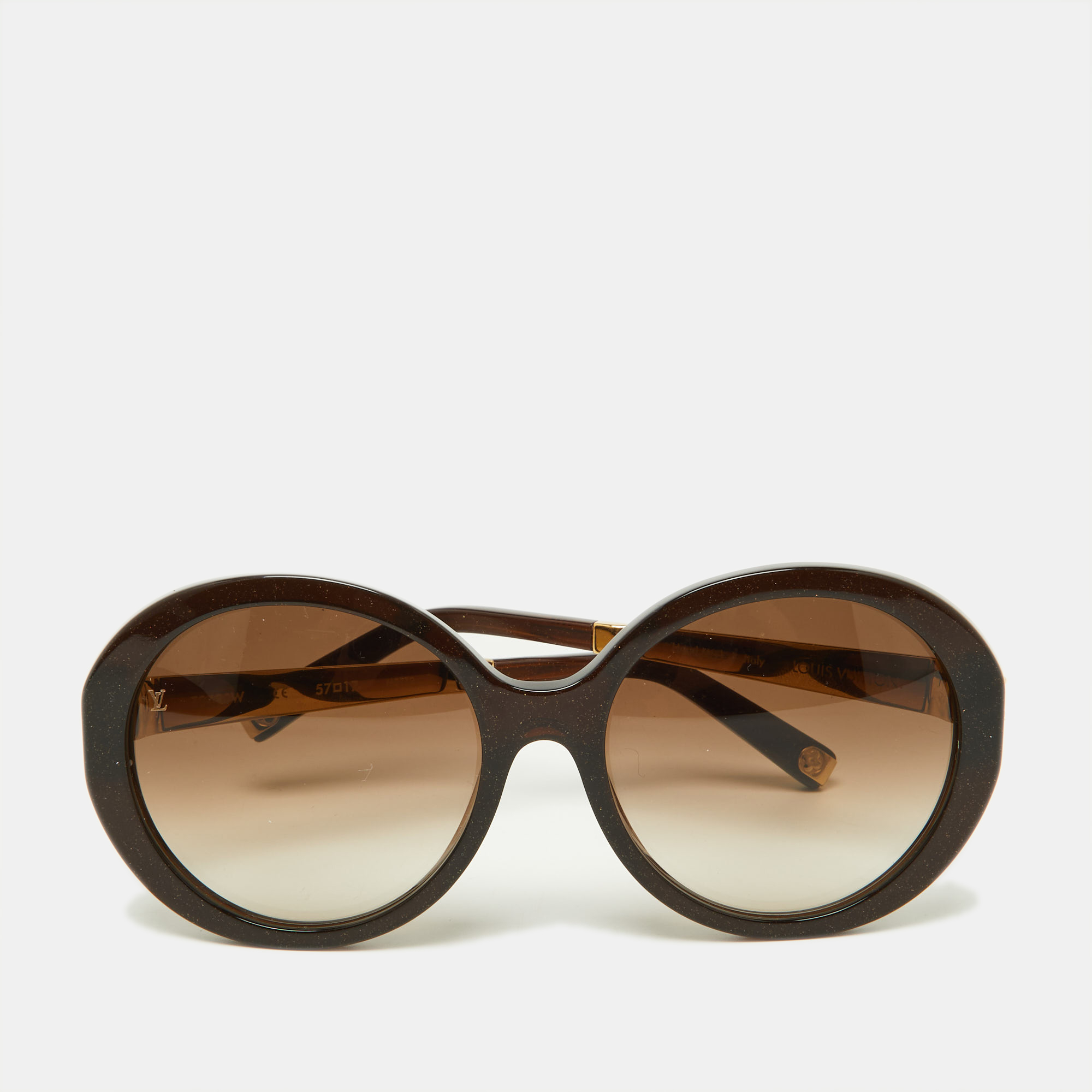 Pre-owned Louis Vuitton Brown Glitter/brown Gradient Petit Soupcon Round Sunglasses