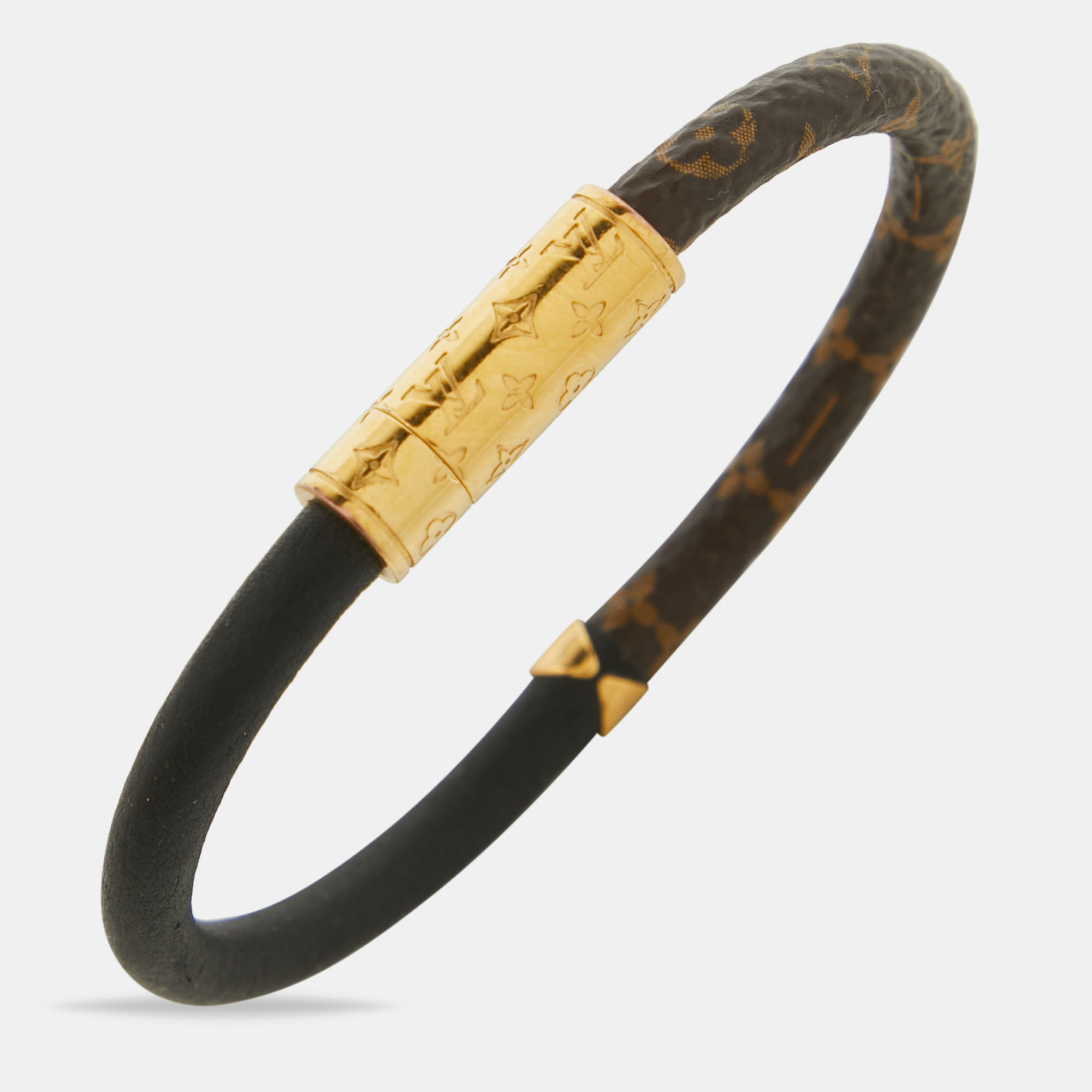 

Louis Vuitton Black Leather and Monogram Canvas Daily Confidential Bracelet