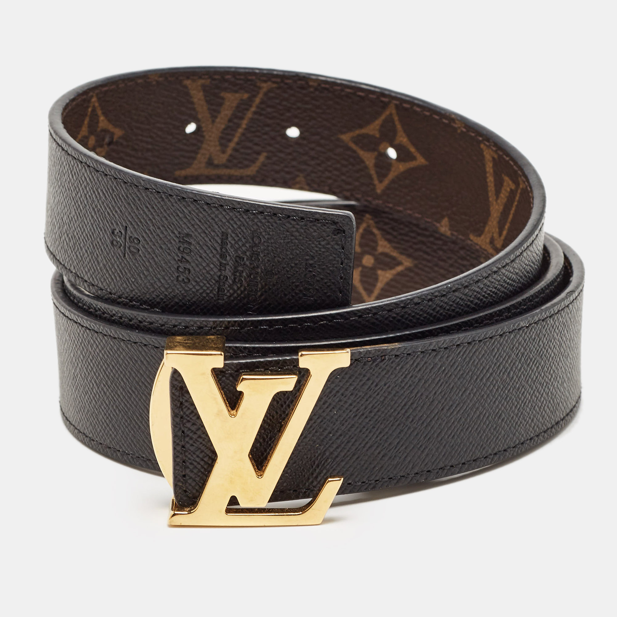 

Louis Vuitton Black Monogram Canvas and Leather LV Initiales Reversible Belt