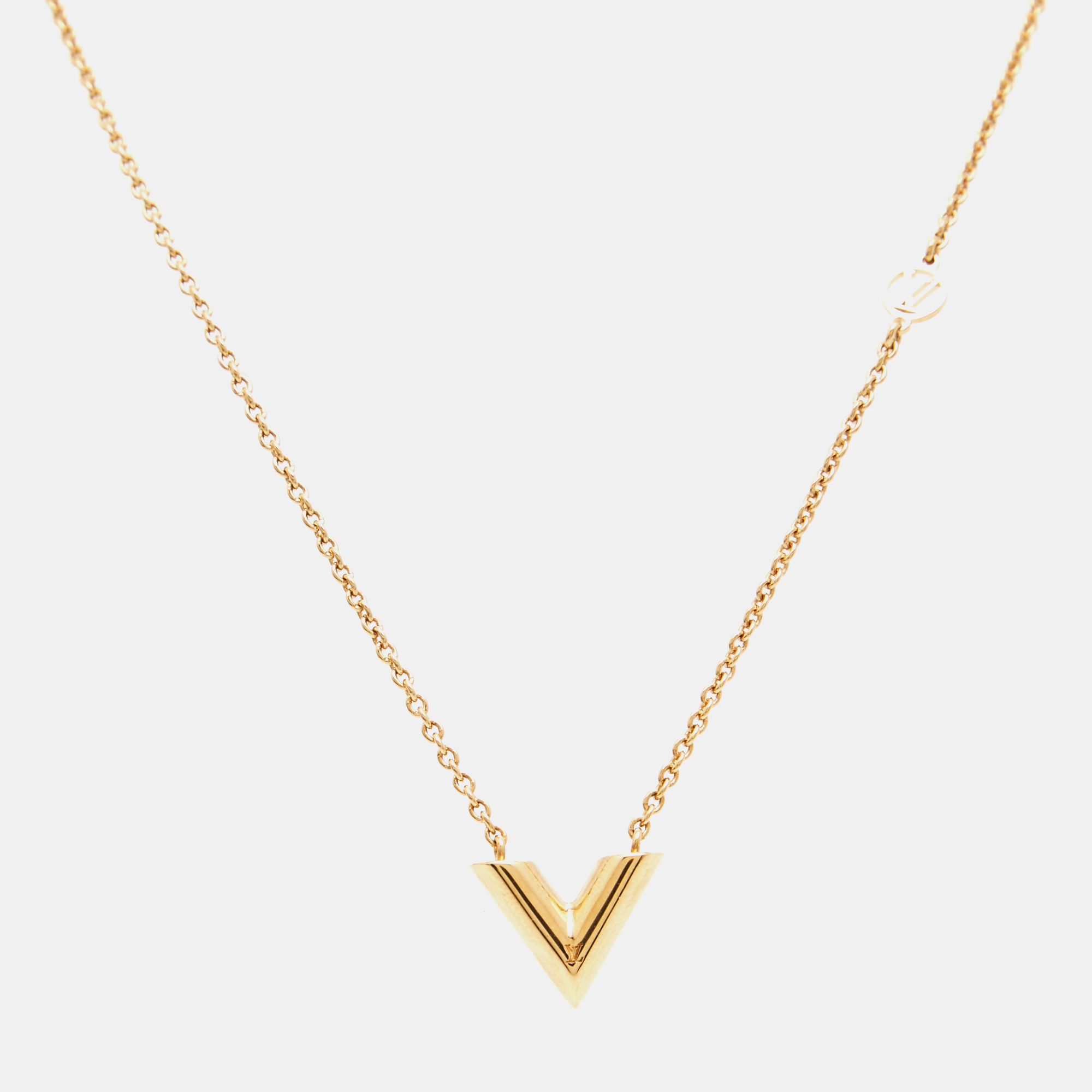 

Louis Vuitton Essential V Gold Tone Necklace