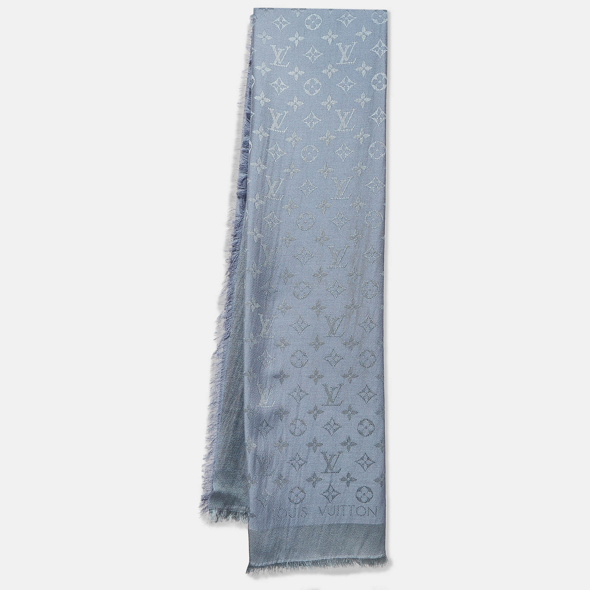 

Louis Vuitton Blue Monogram Silk Blend Shawl