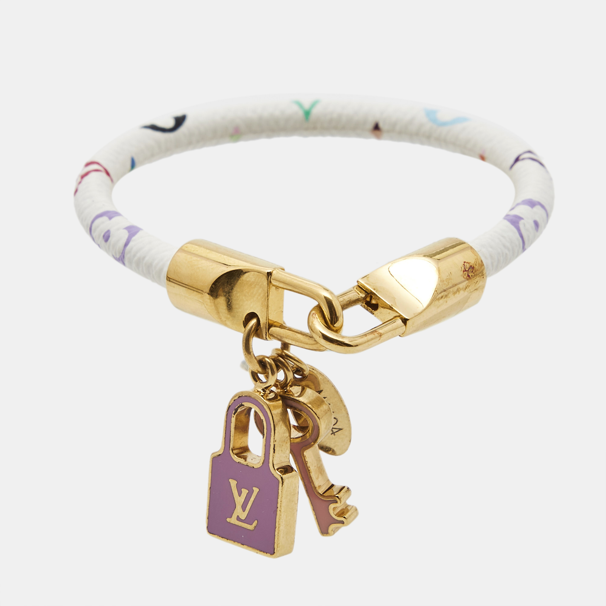 

Louis Vuitton Luck It Enamel COated Canvas Gold Tone Bracelet