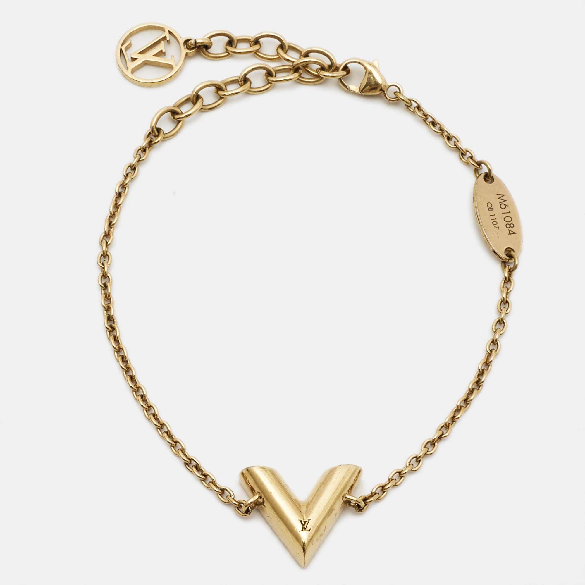Pre-owned Louis Vuitton Essential V Gold Tone Bracelet