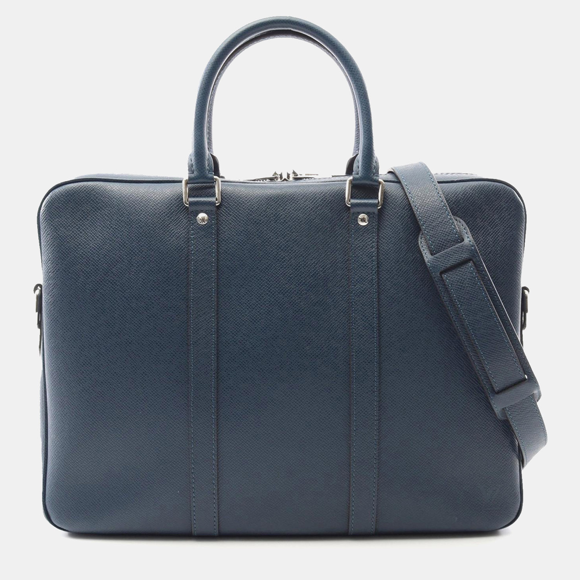 

Louis Vuitton Blue Taiga Porte Documents Voyage PM
