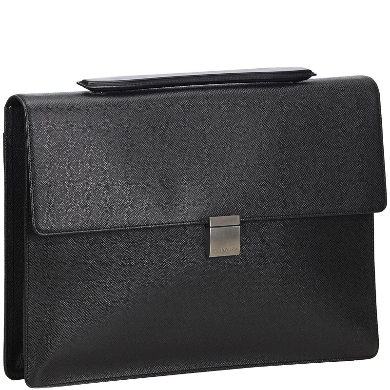 

Louis Vuitton Black Taiga Leather Porte-Document Angara Briefcase