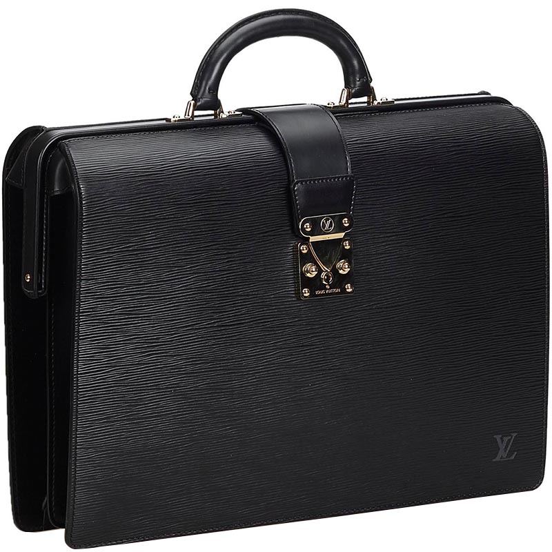 

Louis Vuitton Black Epi Leather Serviette Fermoir Briefcase
