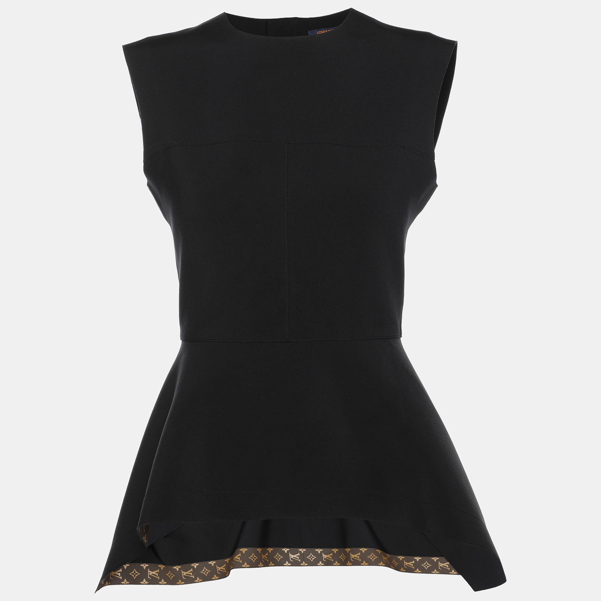 

Louis Vuitton Black Jersey Peplum Top S