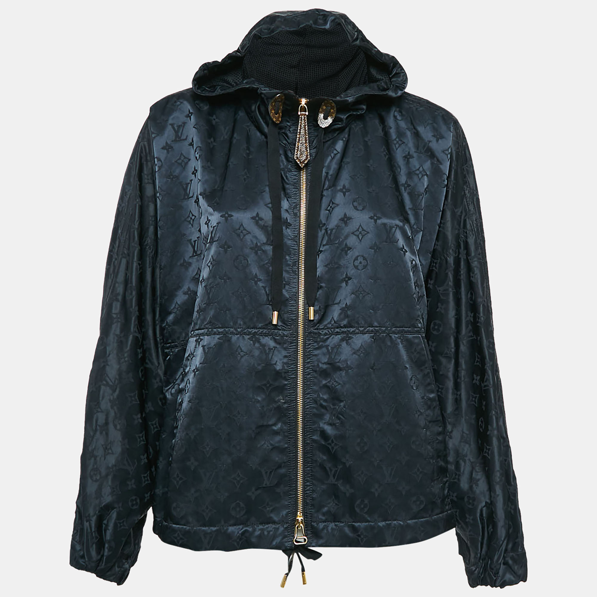 

Louis Vuitton Black Monogram Synthetic Hooded Windbreaker M