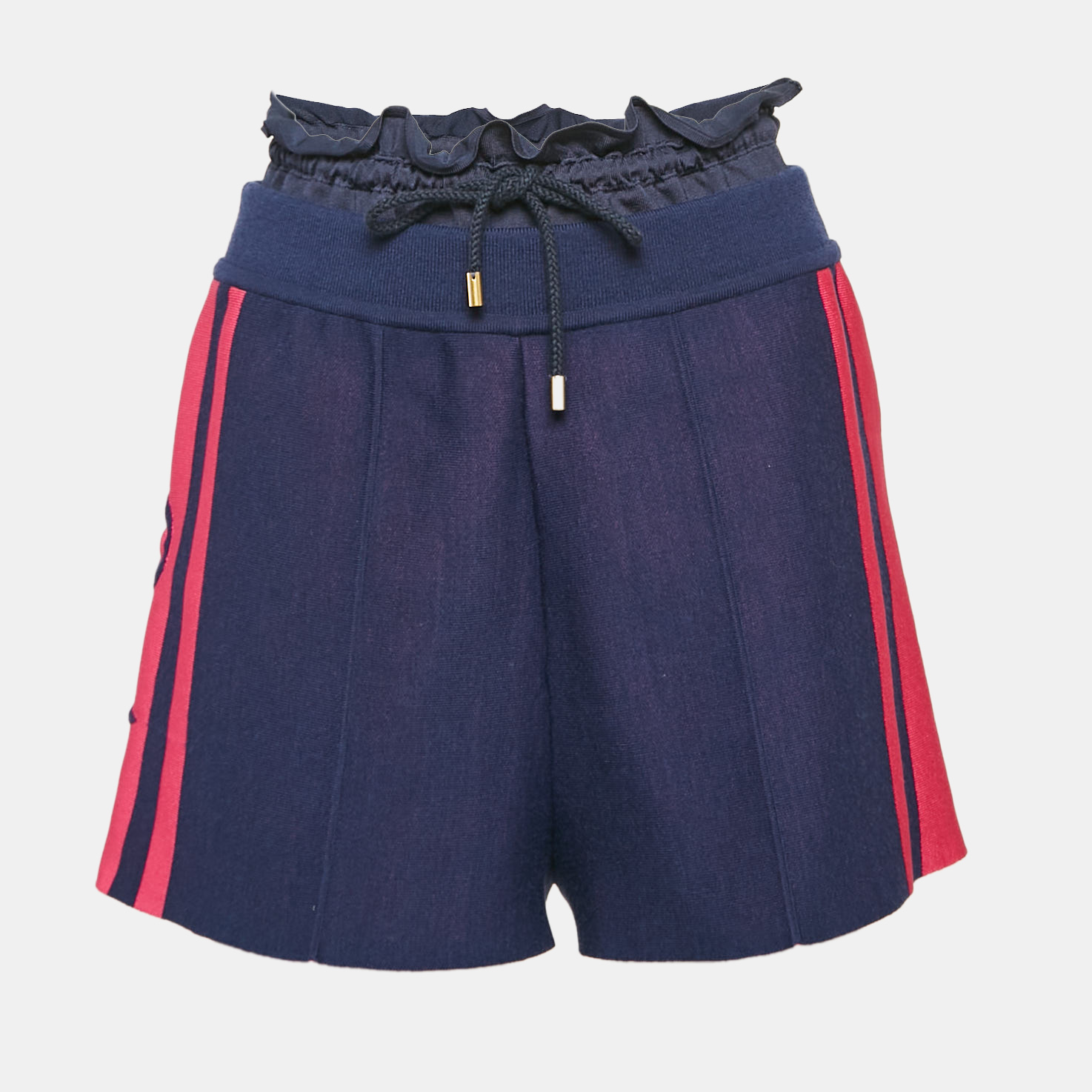 

Louis Vuitton Blue Contrast Side Knit Ruffled Waist Shorts M