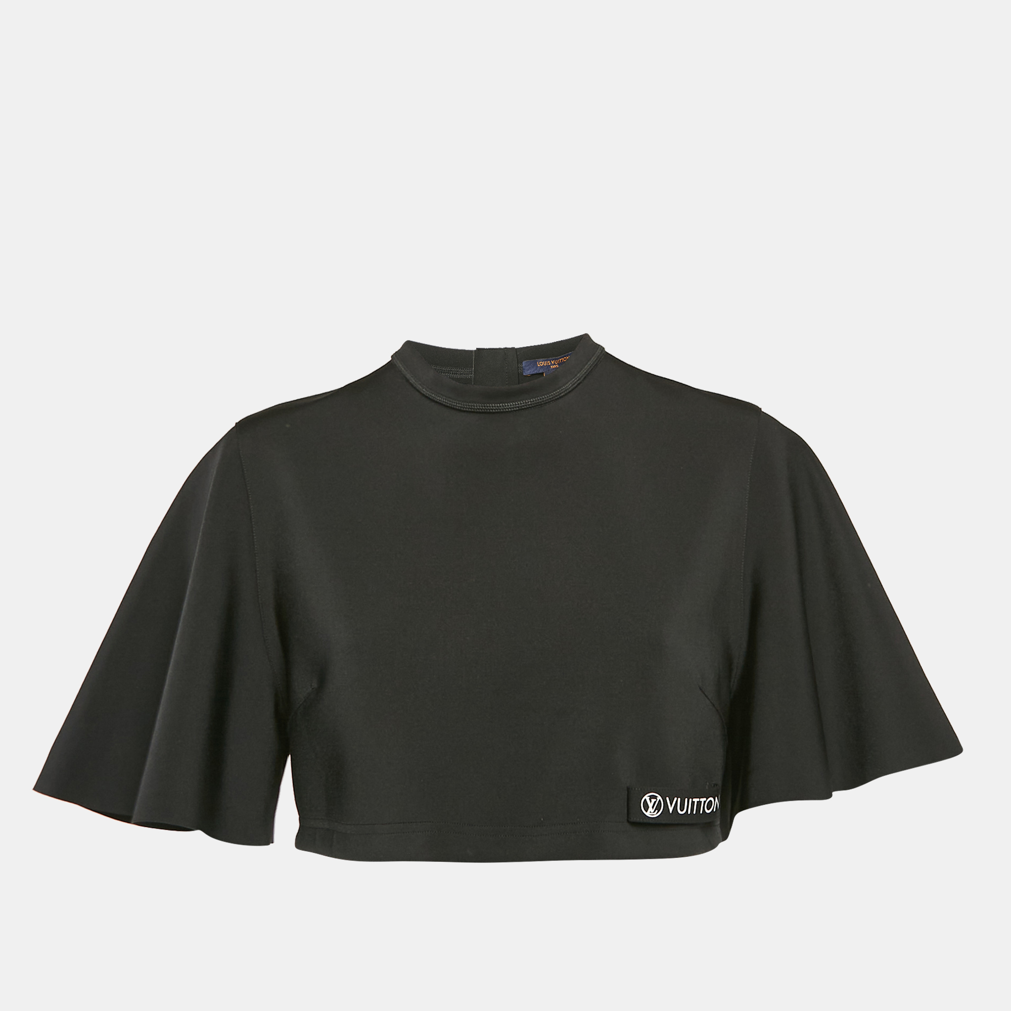 

Louis Vuitton Black Jersey Cap Sleeves Crop Top L