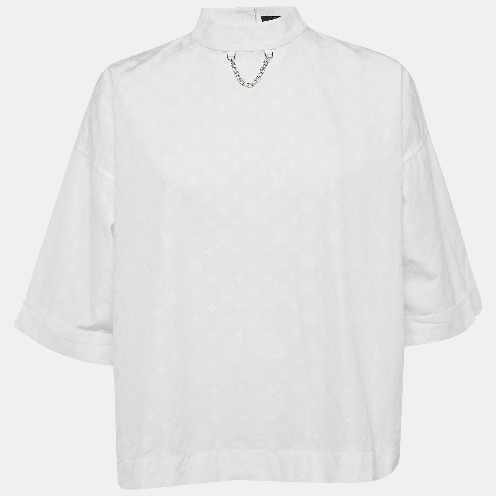 

Louis Vuitton White Monogram Fil coupé Cotton Loose Fit Blouse S