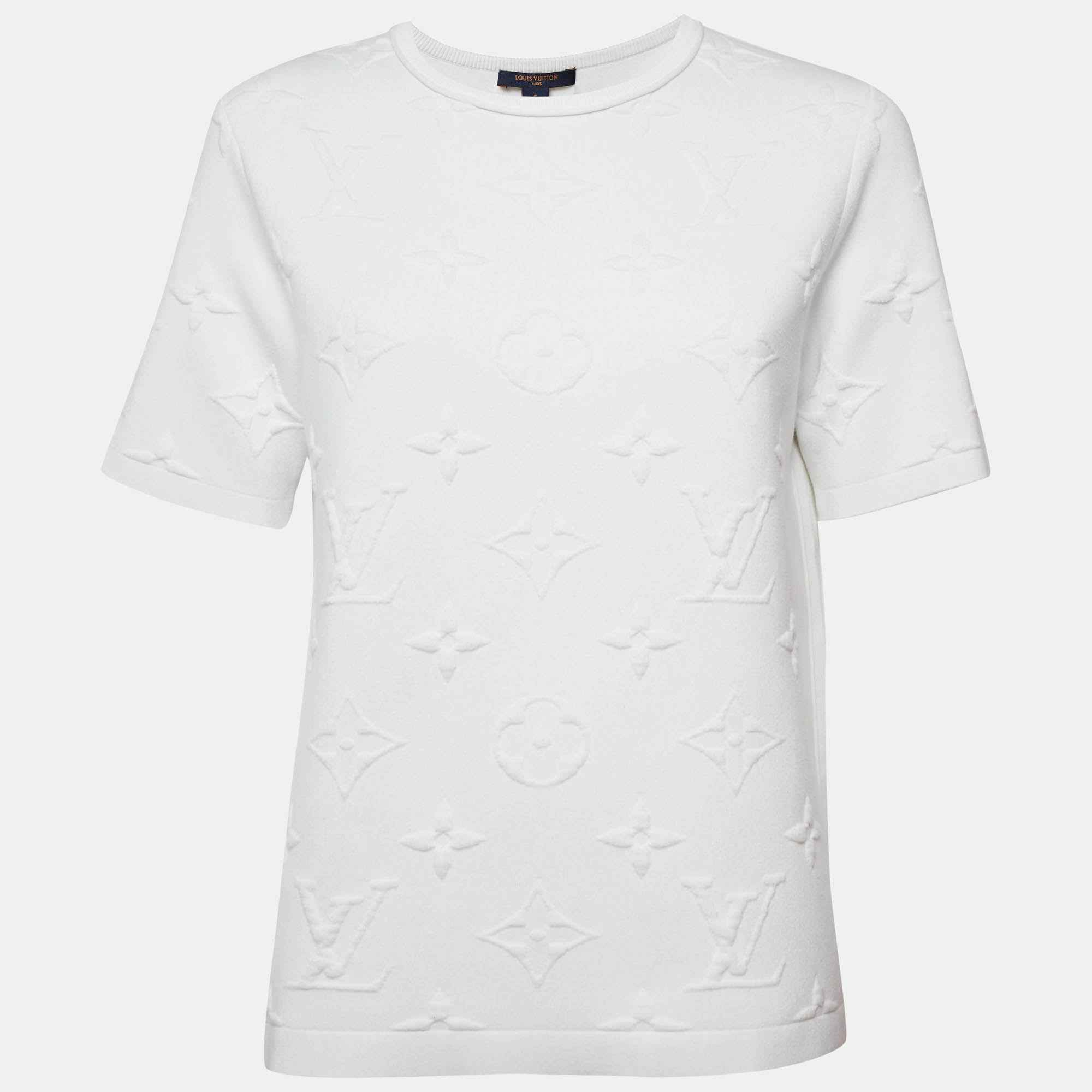 

Louis Vuitton White Monogram Cotton Knit Crew Neck T-Shirt S