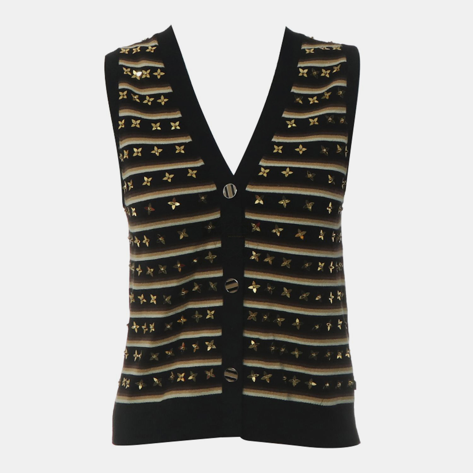 

Louis Vuitton Knitted Stripe Quatrefoil Sequin Vest, Black