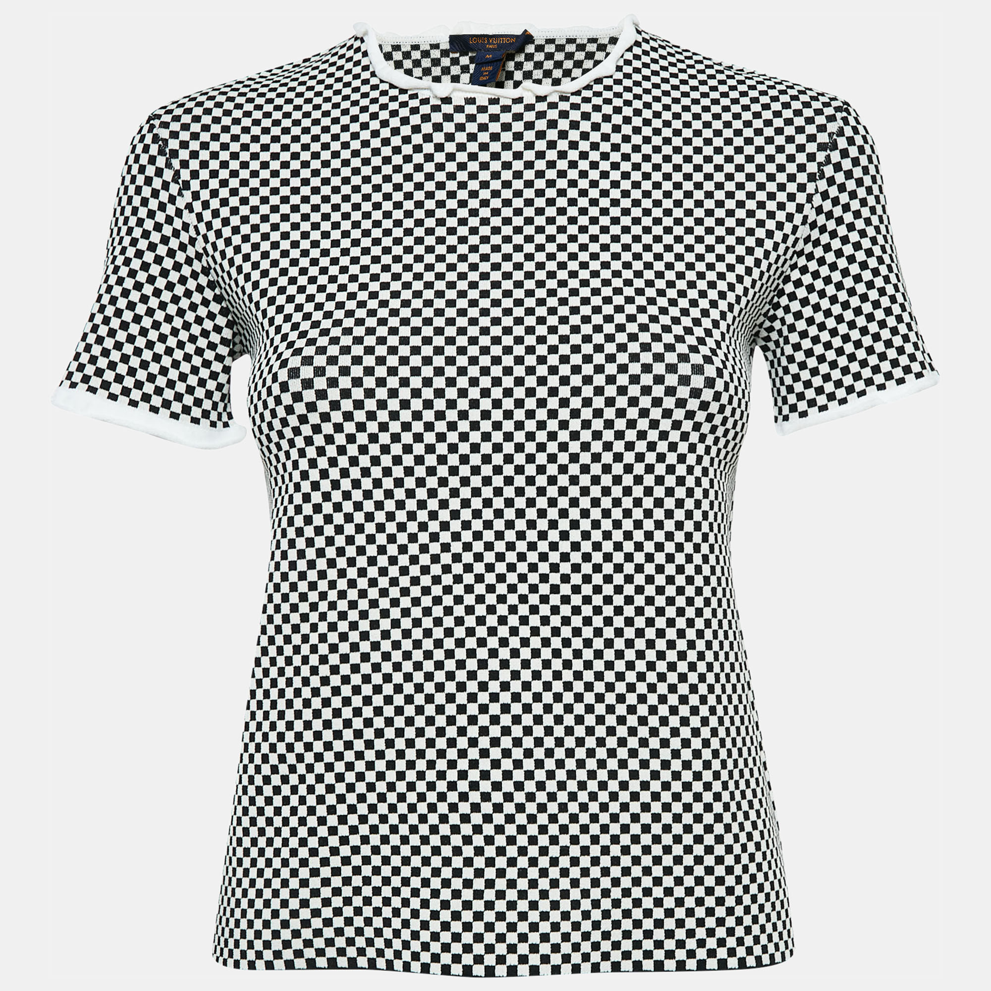 

Louis Vuitton Black/White Micro Checked Jersey Top M