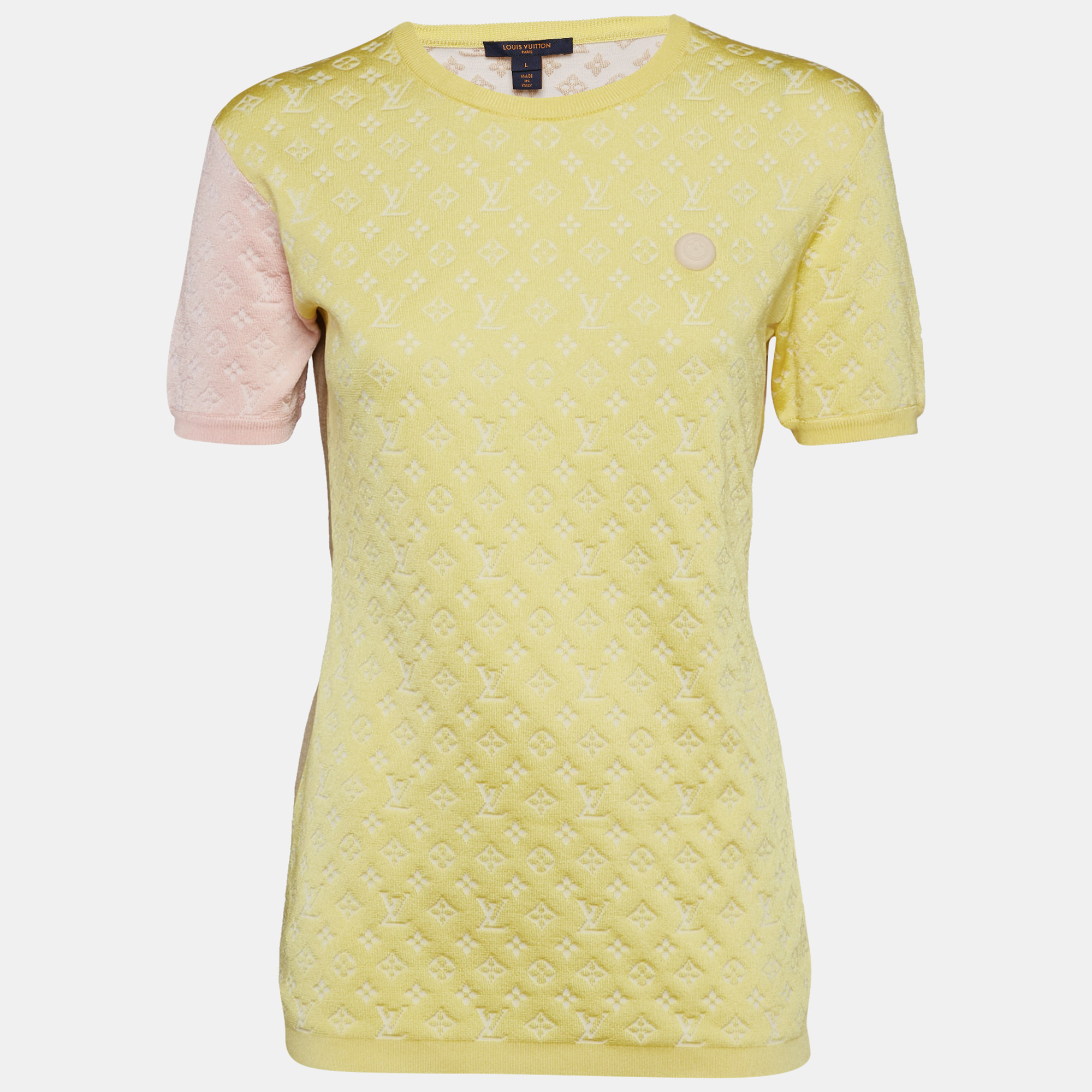 

Louis Vuitton Multicolor Logo Jacquard Jersey T-Shirt L