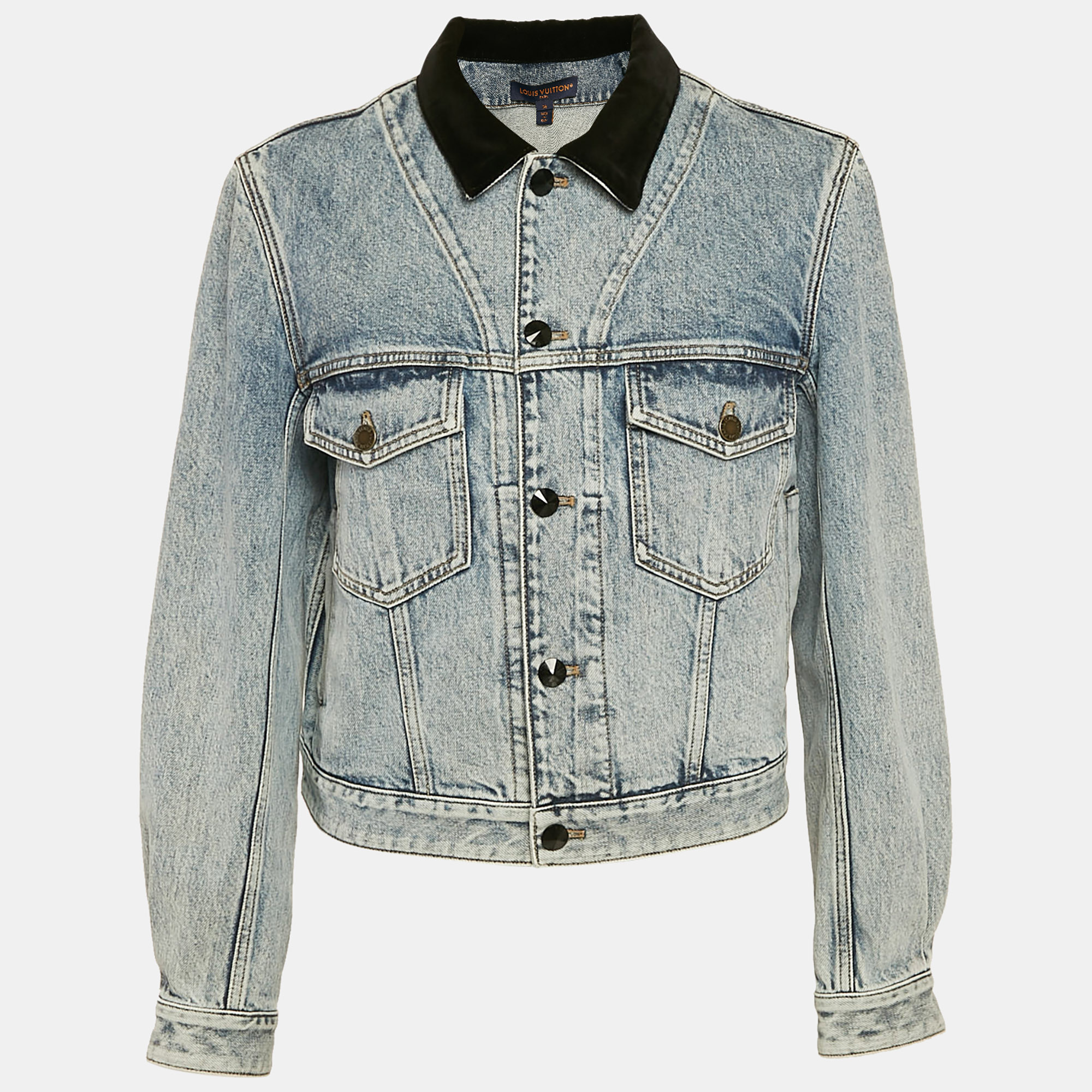 

Louis Vuitton Blue Velvet Accent Denim Jacket S