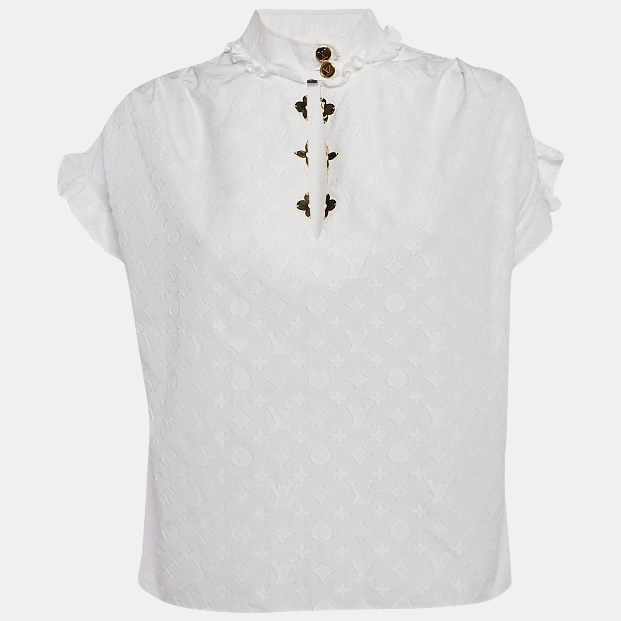 

Louis Vuitton White Fil Coupe Cotton Top M