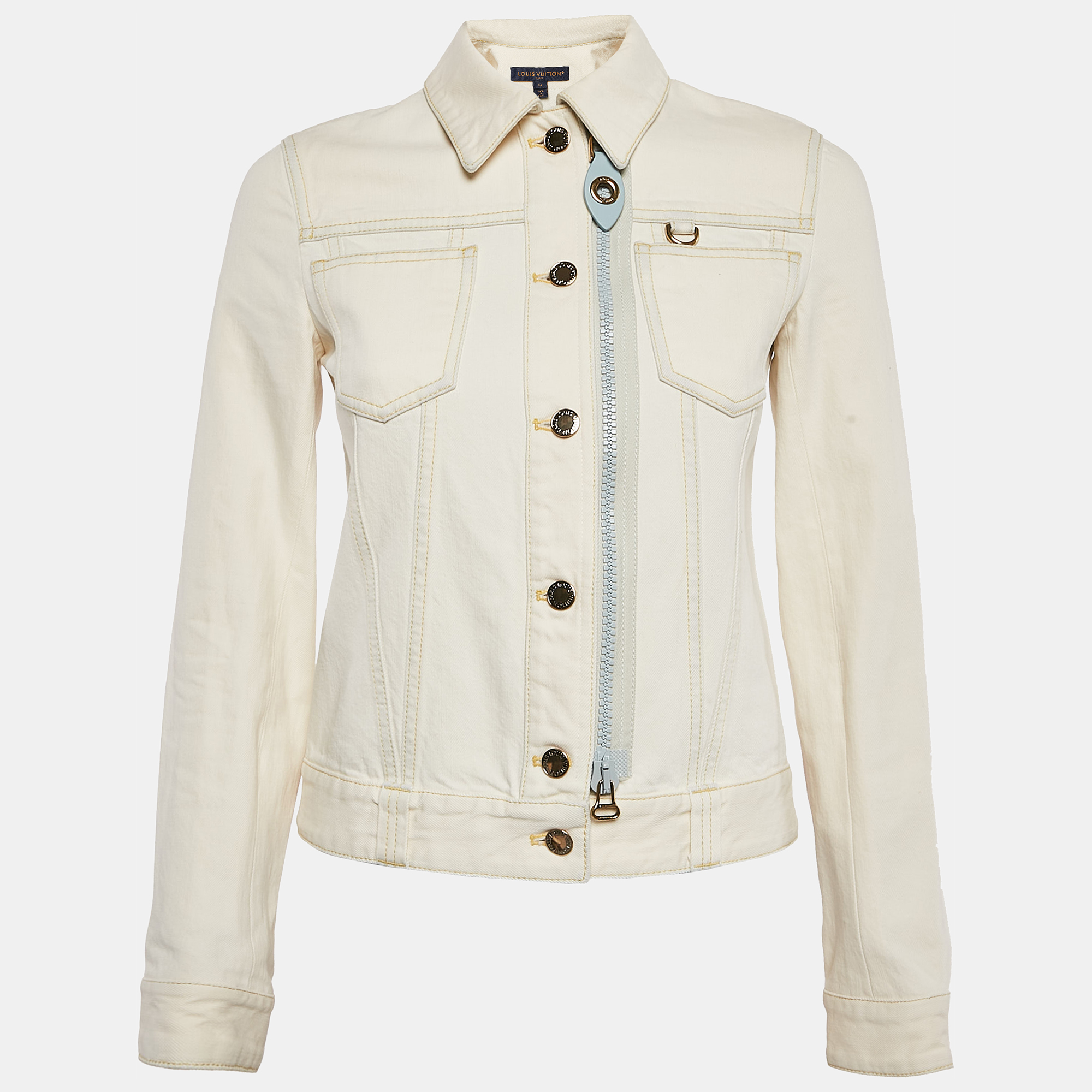 

Louis Vuitton Off-White Denim Zip Detail Jacket S