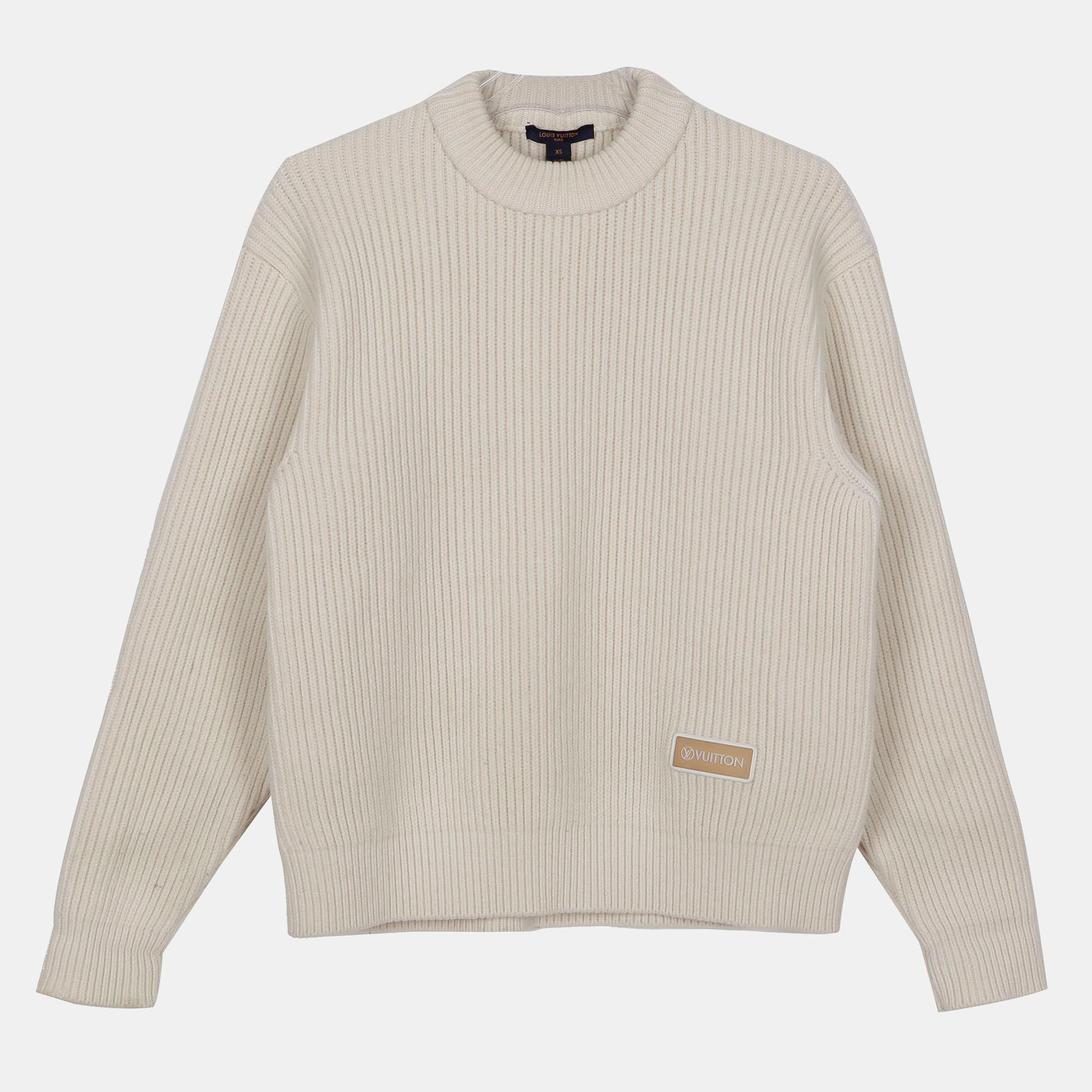 

Louis Vuitton Ivory Cashmere Blend Logo Patch Knit Size, White