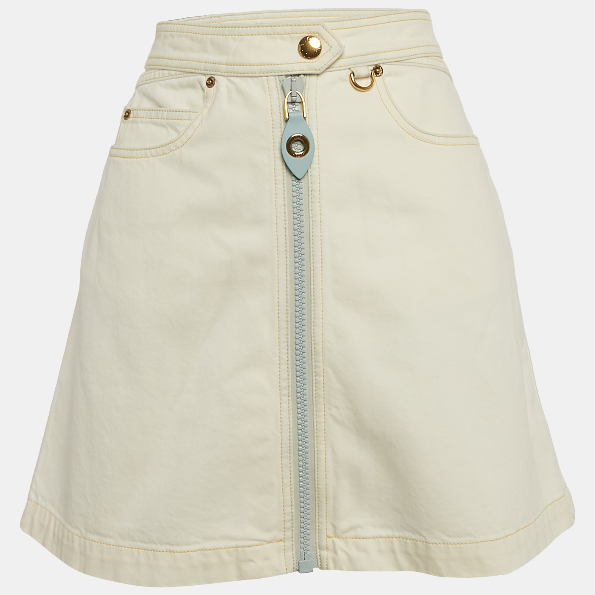 

Louis Vuitton White Denim Mini Skirt S