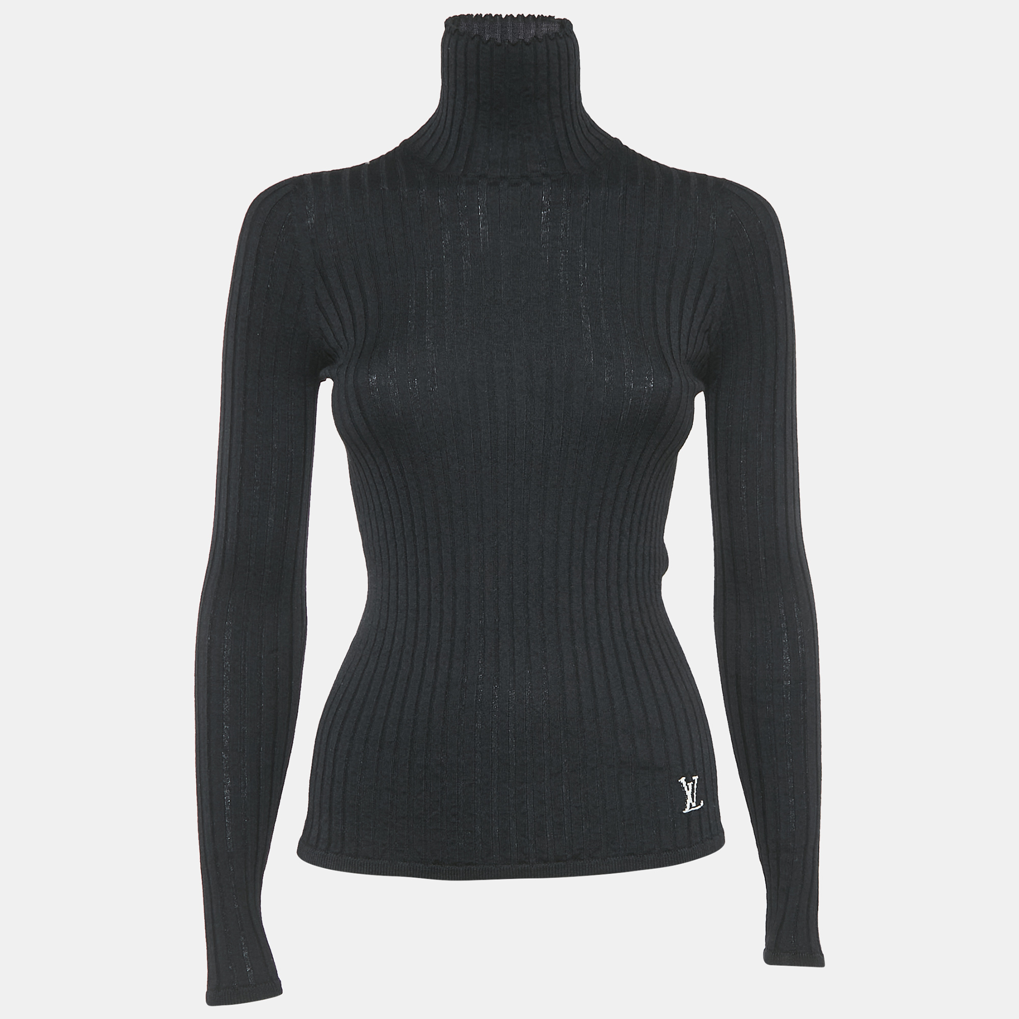 

Louis Vuitton Black Rib Knit Turtleneck Pullover XS