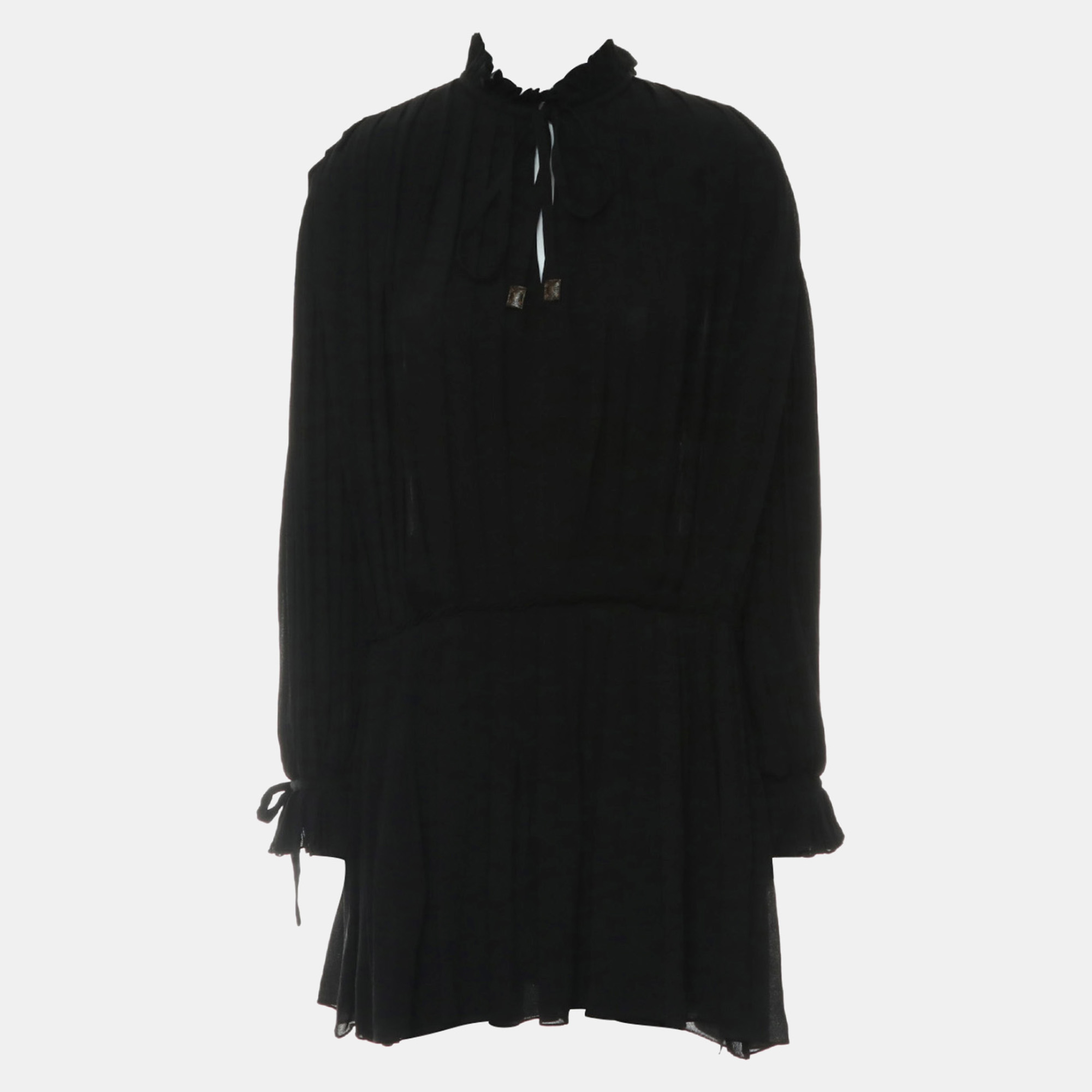 

Pleated Long Sleeve Dress, Black