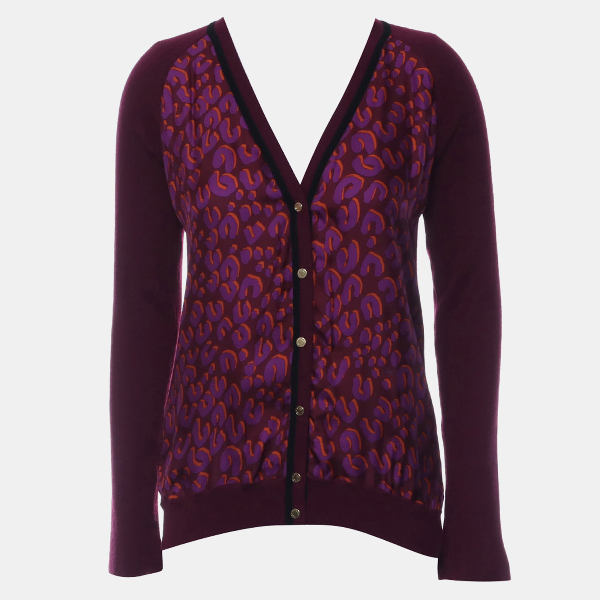

Printed Knit Cardigan, Purple