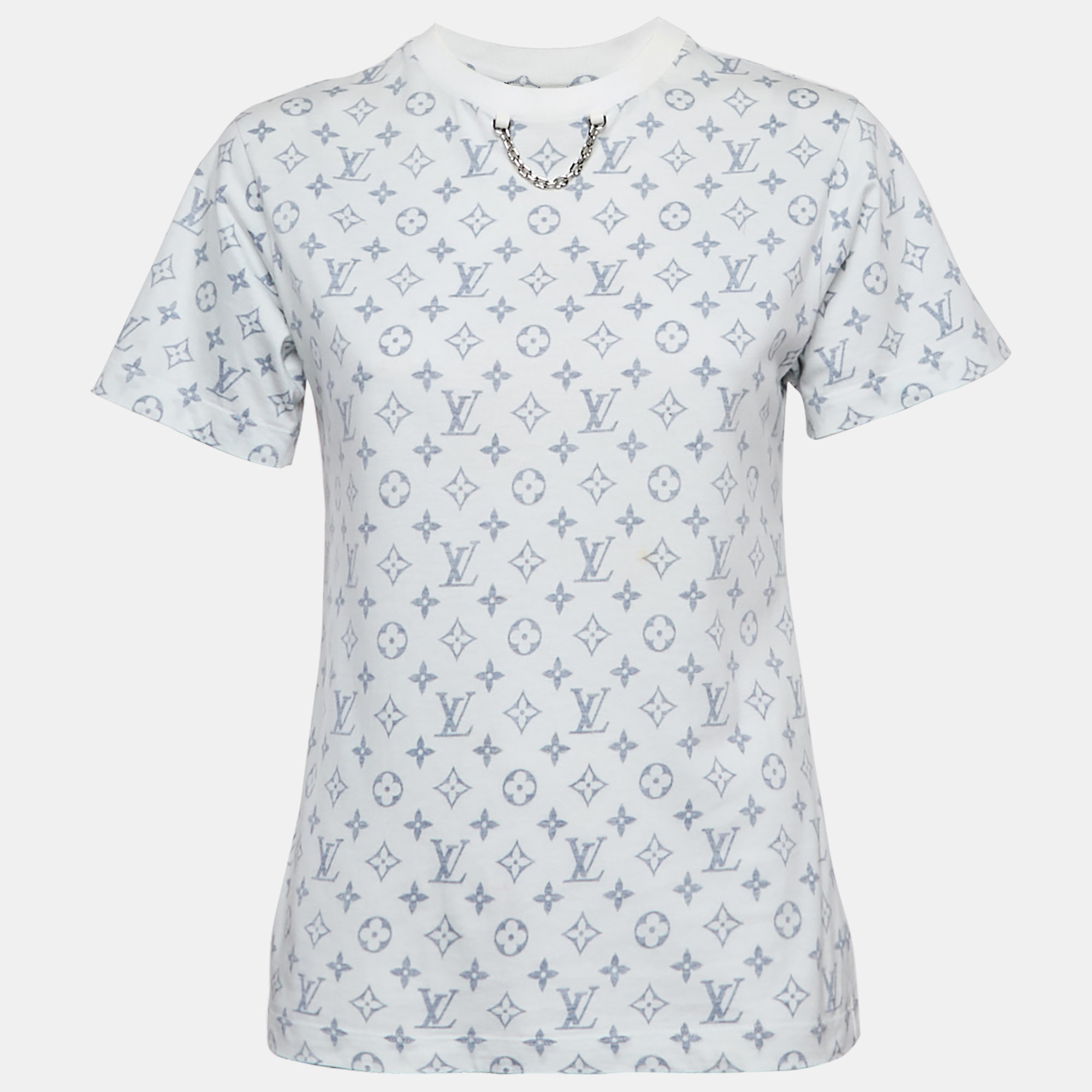 Pre-owned Louis Vuitton White Monogram Jersey T-shirt Xs