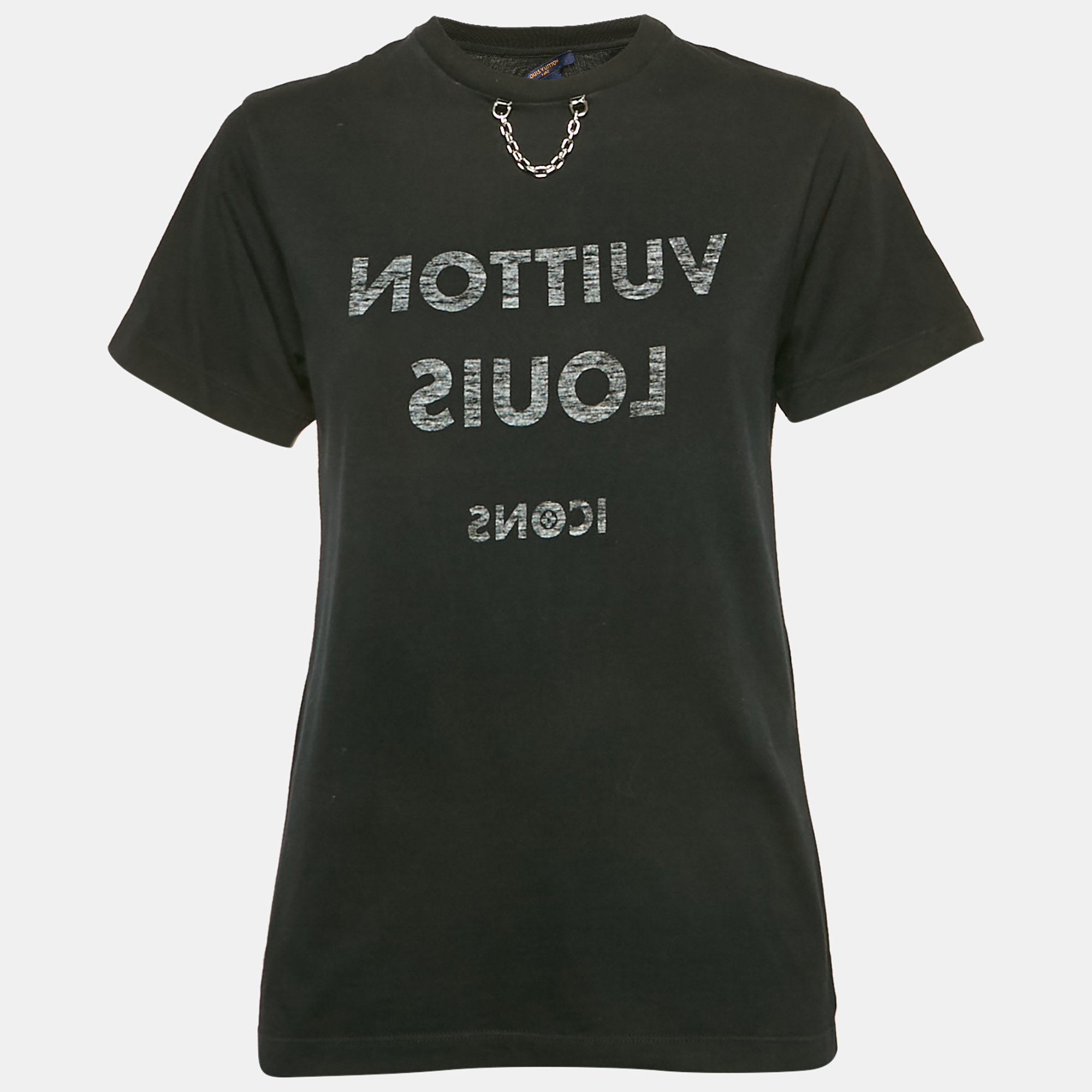 Pre-owned Louis Vuitton Black Logo Print Cotton T-shirt S
