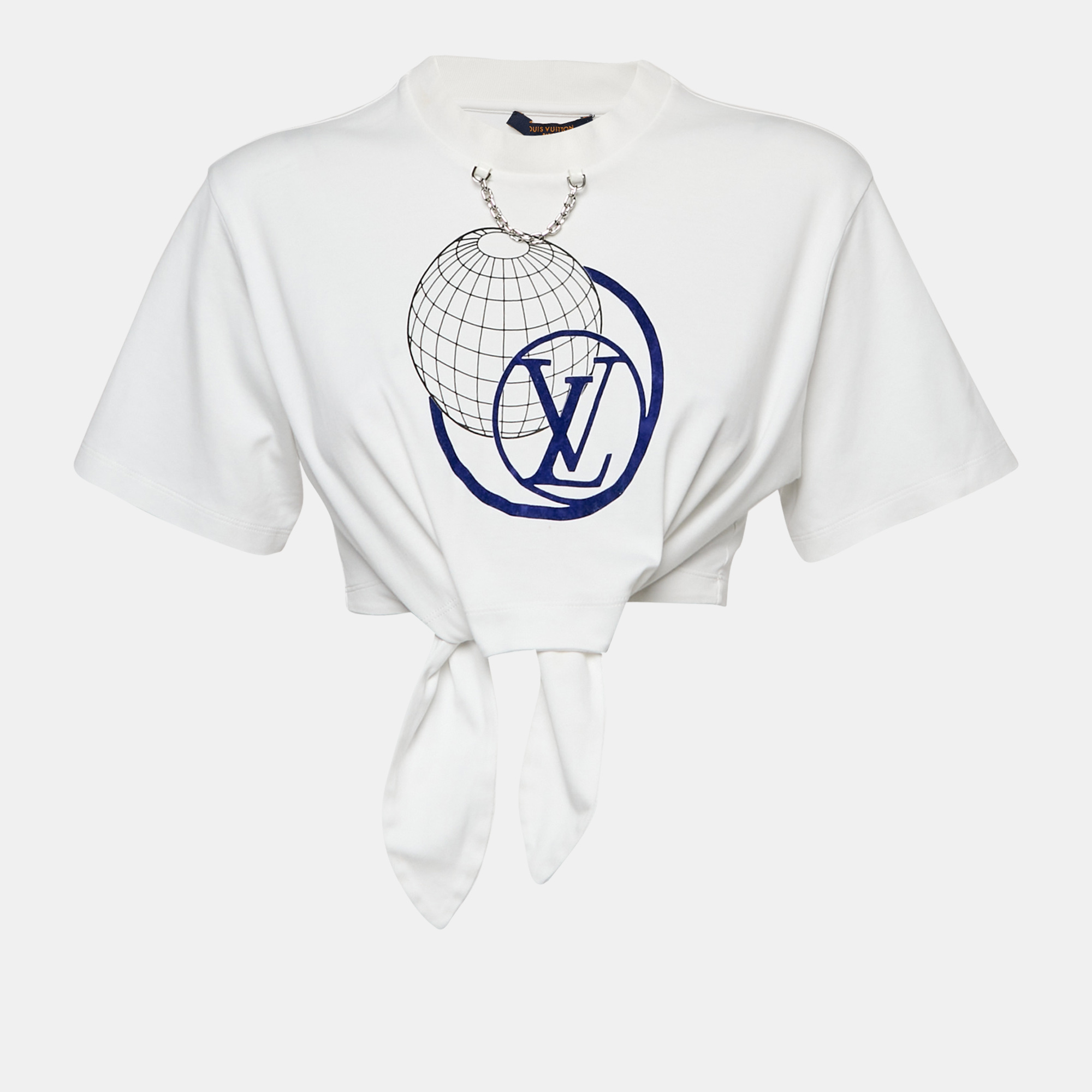 

Louis Vuitton White LV Print Jersey Tie-Up Crop Top S