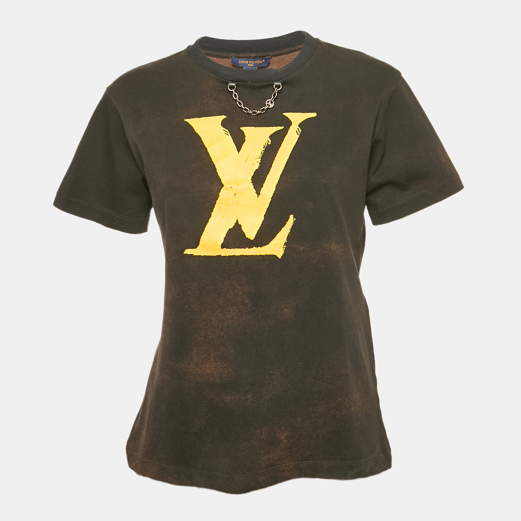 Pre-owned Louis Vuitton Brown Vl Print Jersey Crew Neck T-shirt S