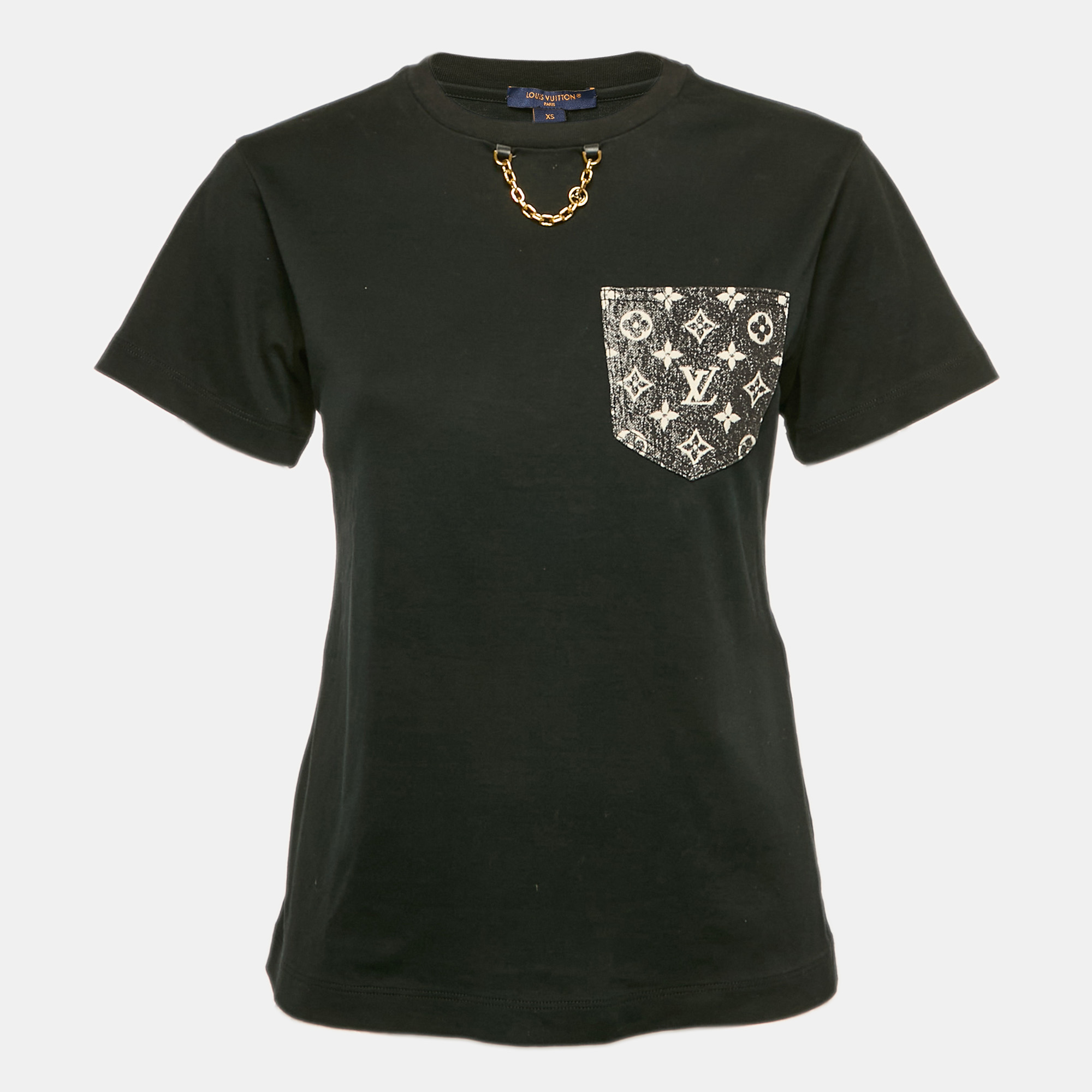 

Louis Vuitton Black Jersey Monogram Pocket T-Shirt XS