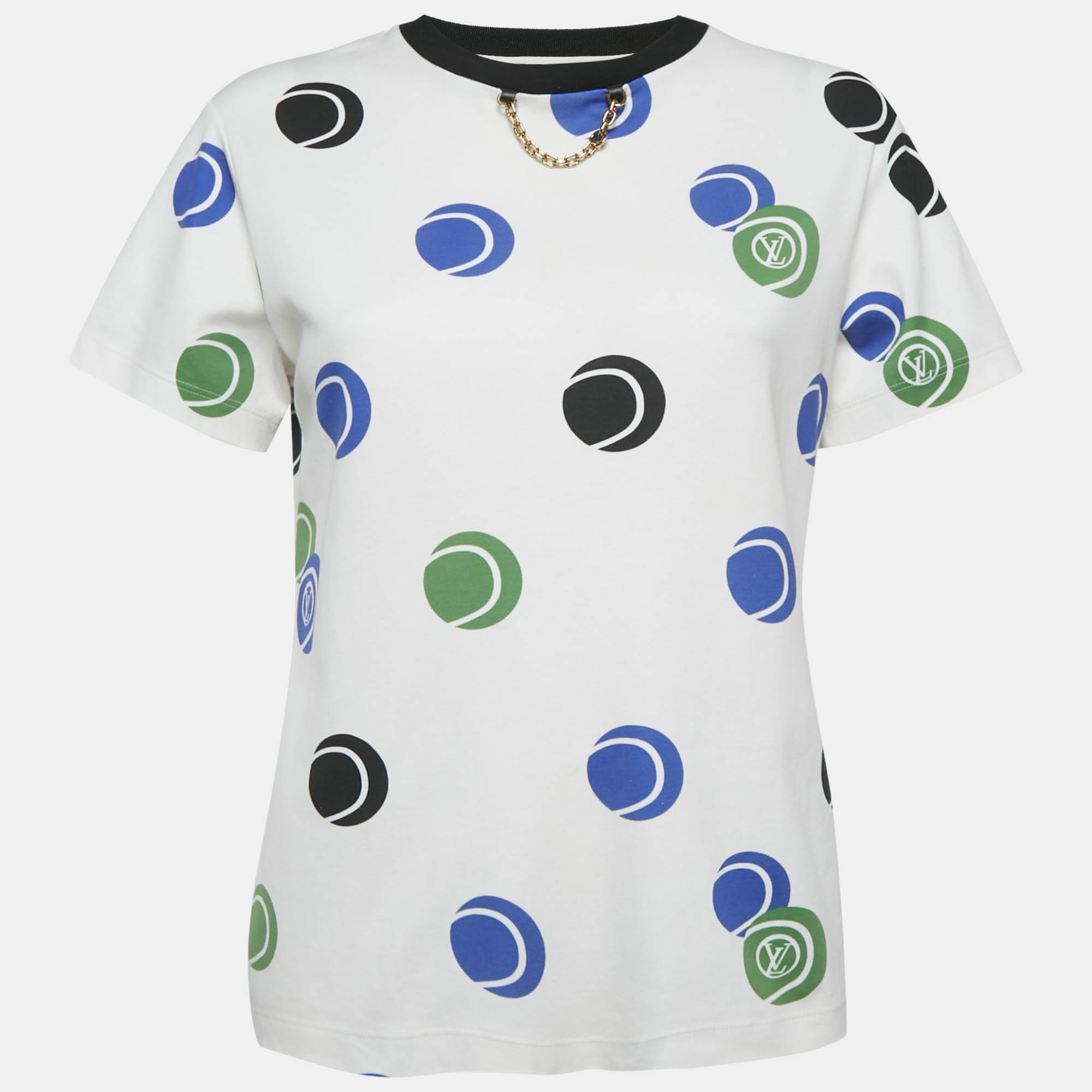 Pre-owned Louis Vuitton White Tennis Balls Print Jesrey T-shirt S