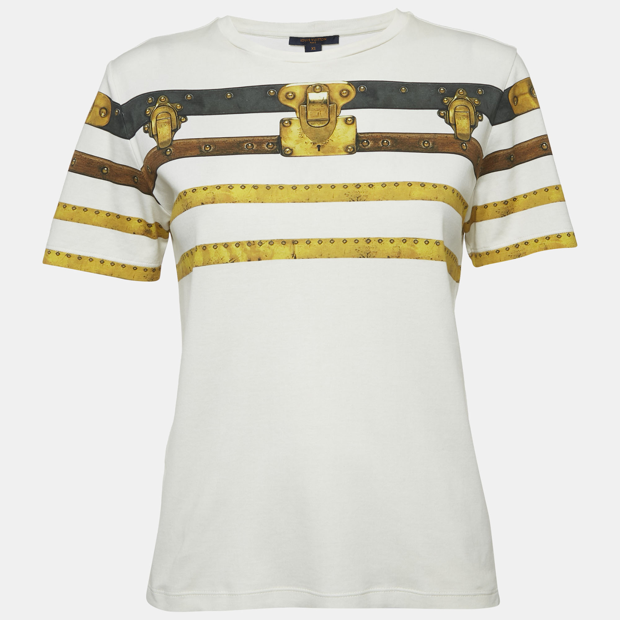 

Louis Vuitton Cream Printed Cotton Crew Neck T-Shirt XS